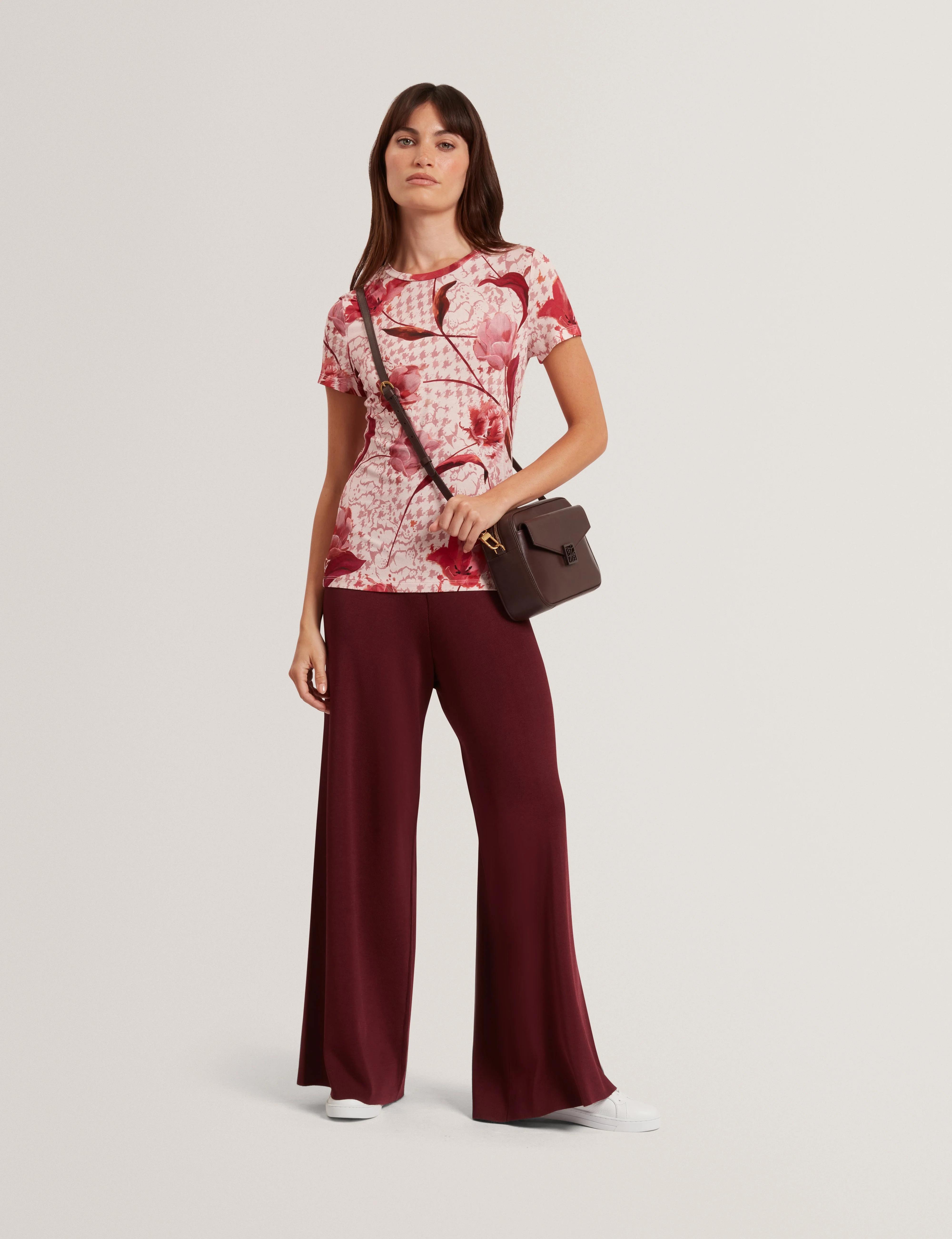 Matilli Wide Leg Knit Trouser Maroon - Image 2