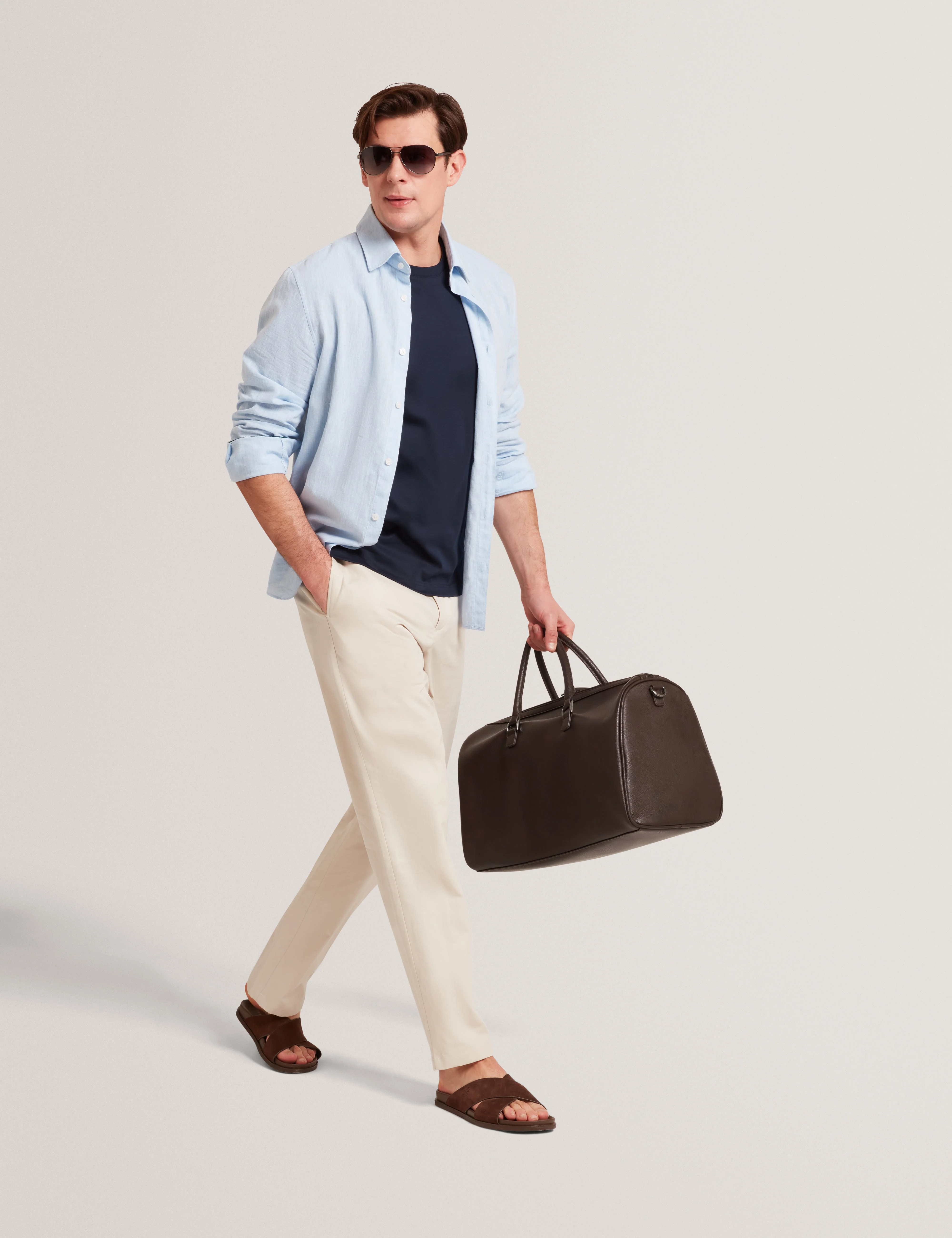 Maurce Straight Leg Linen Blend Trouser Natural - Image 5