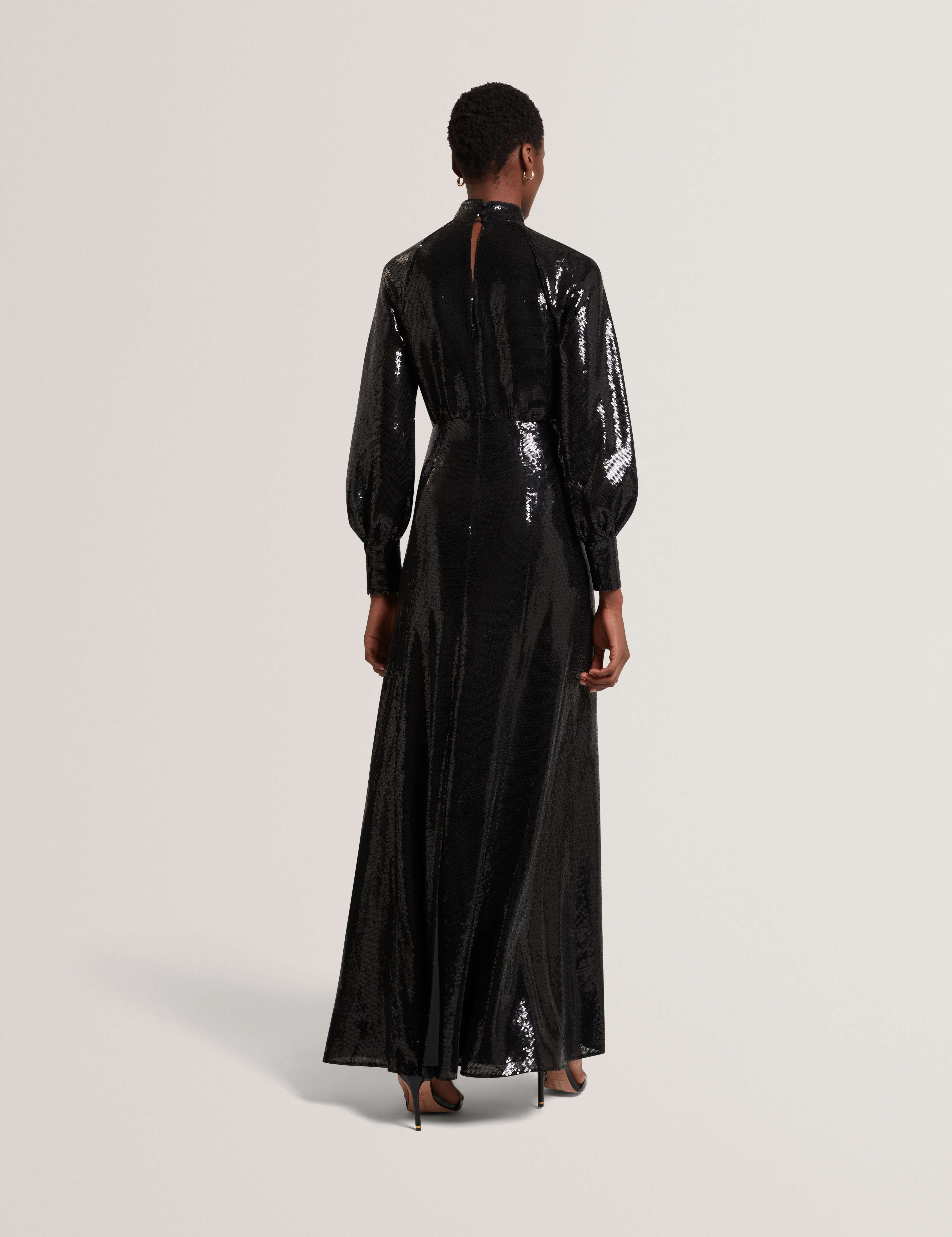 Mayrose Draped Halterneck Maxi Dress Black - Image 4