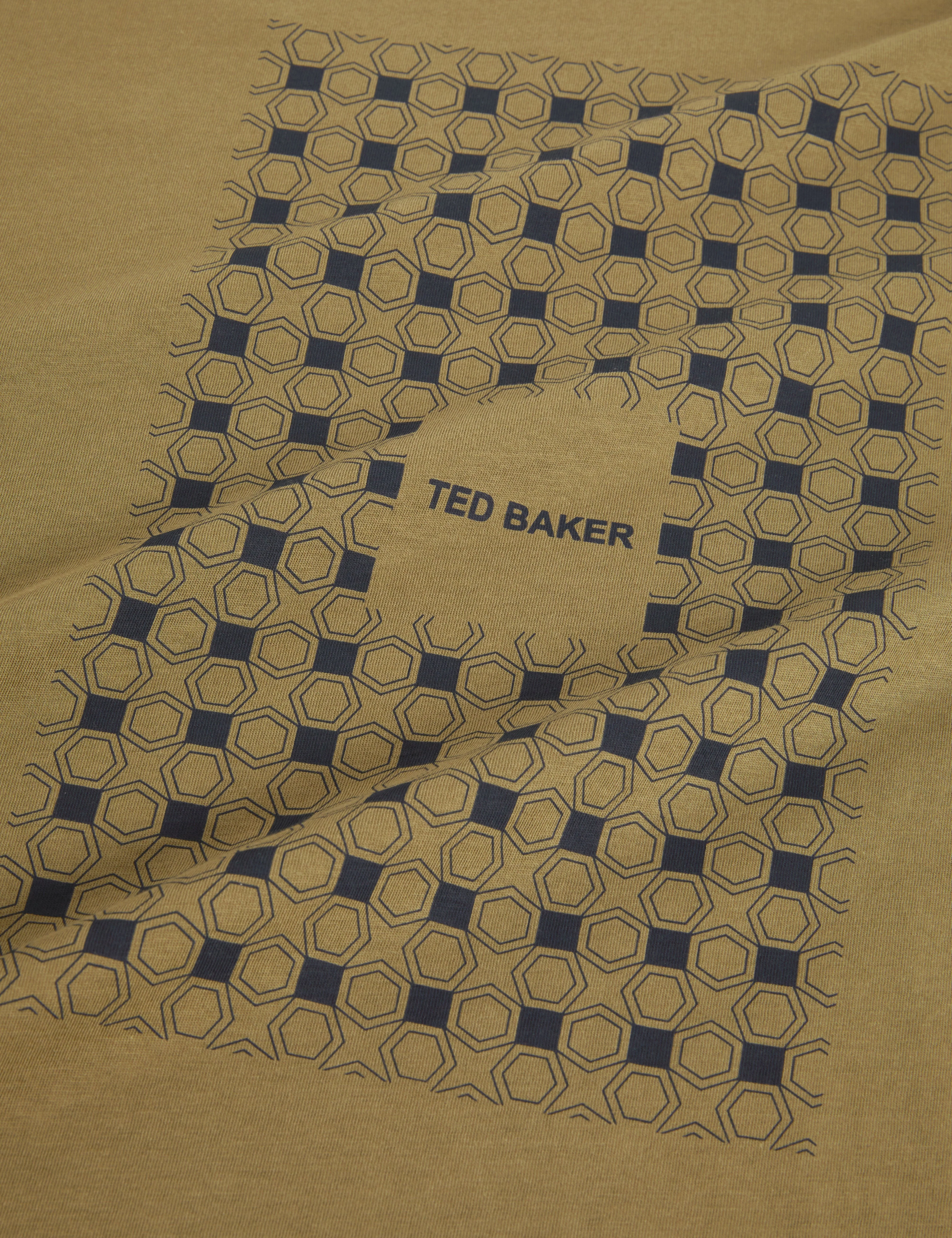Mccourt Short Sleeve Box Print T-Shirt Khaki - Image 3