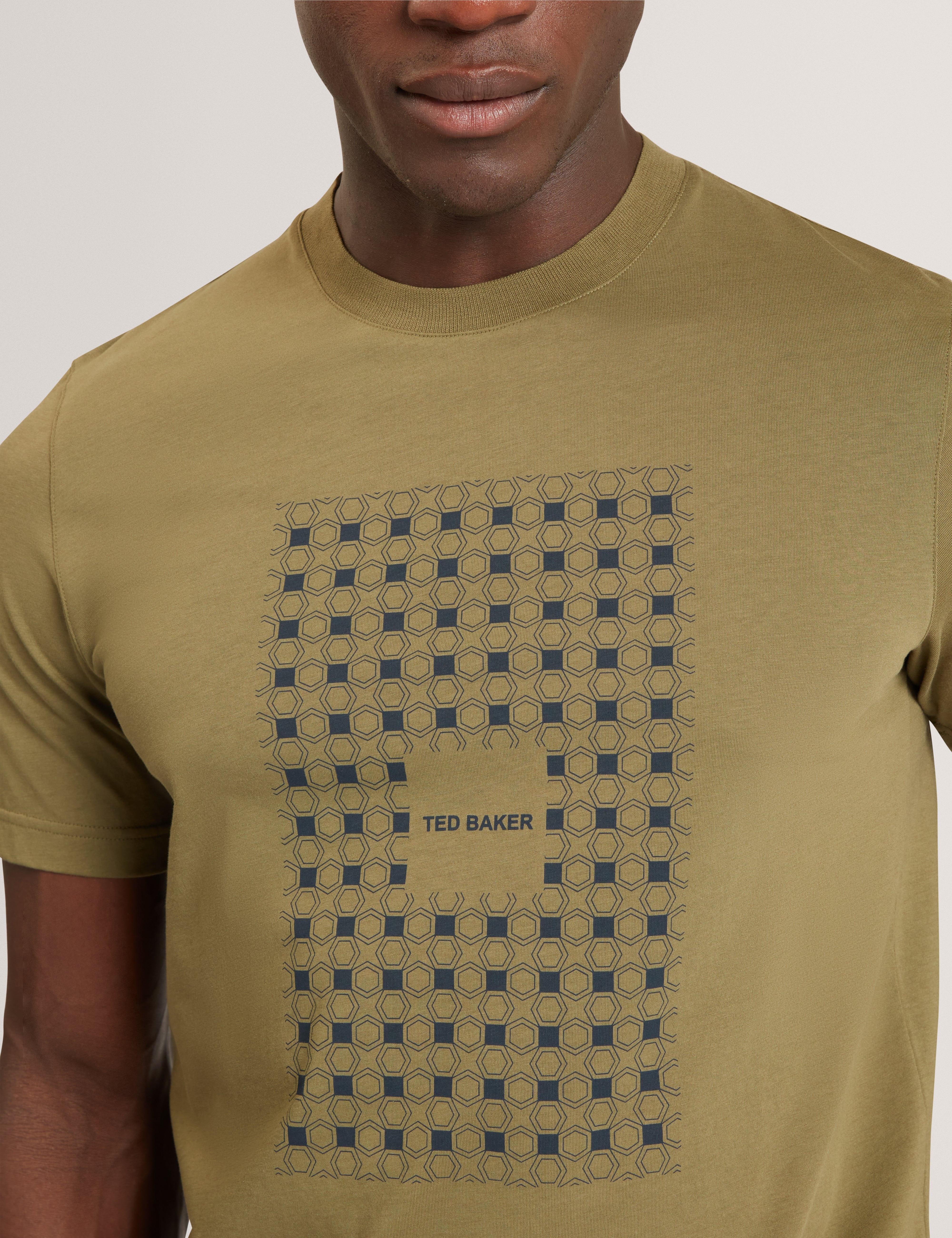 Mccourt Short Sleeve Box Print T-Shirt Khaki - Image 4