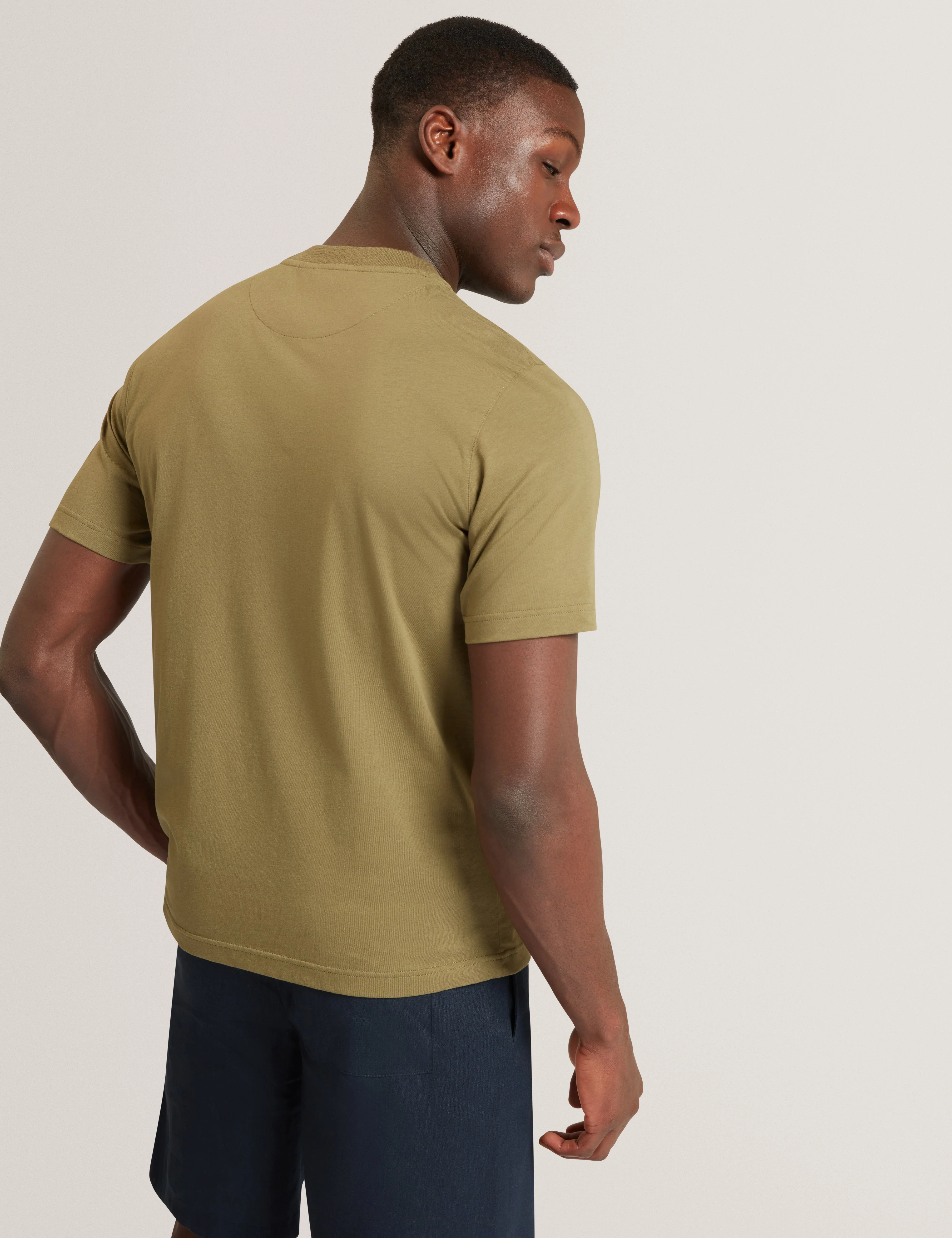 Mccourt Short Sleeve Box Print T-Shirt Khaki - Image 5