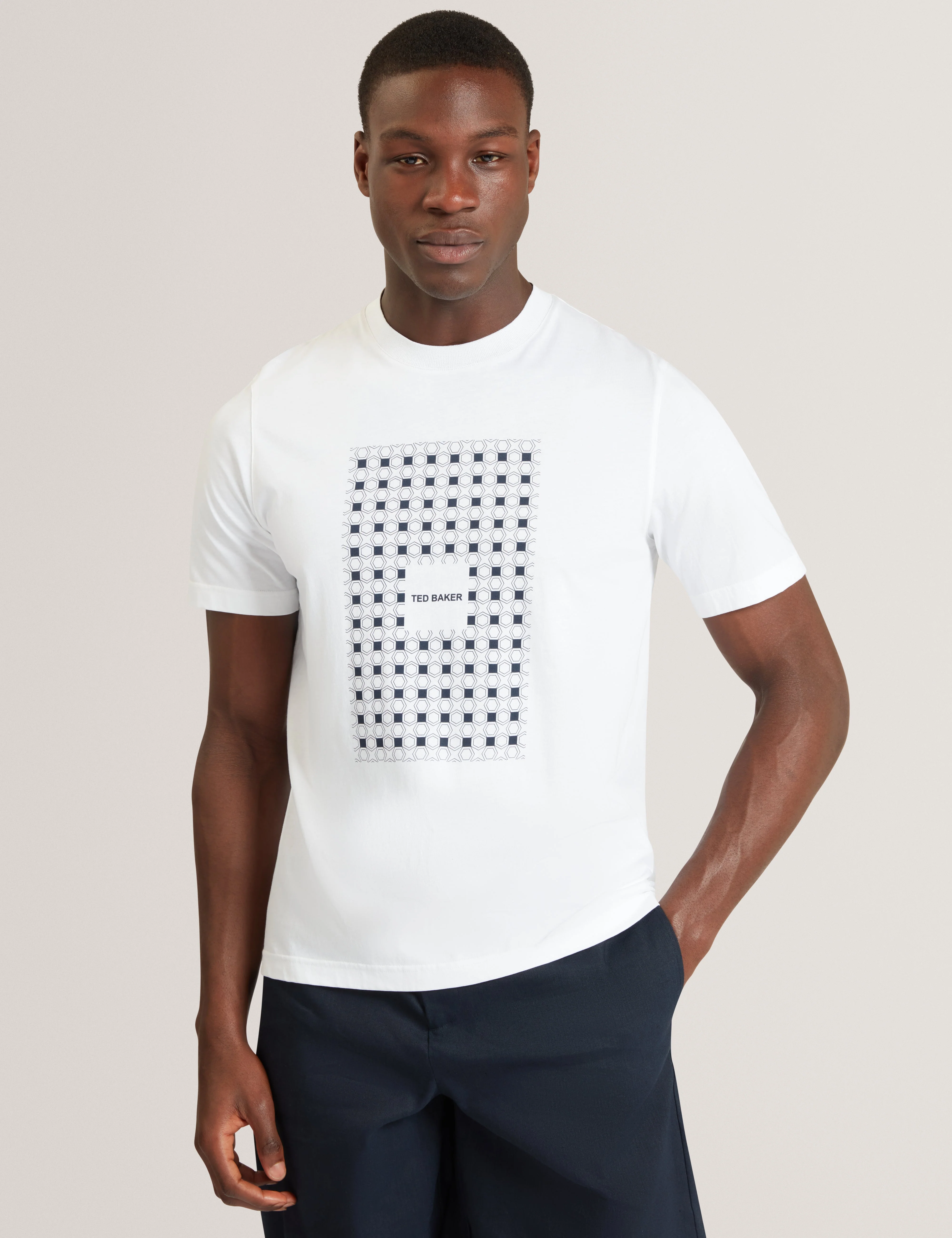 Mccourt Short Sleeve Box Print T-Shirt White