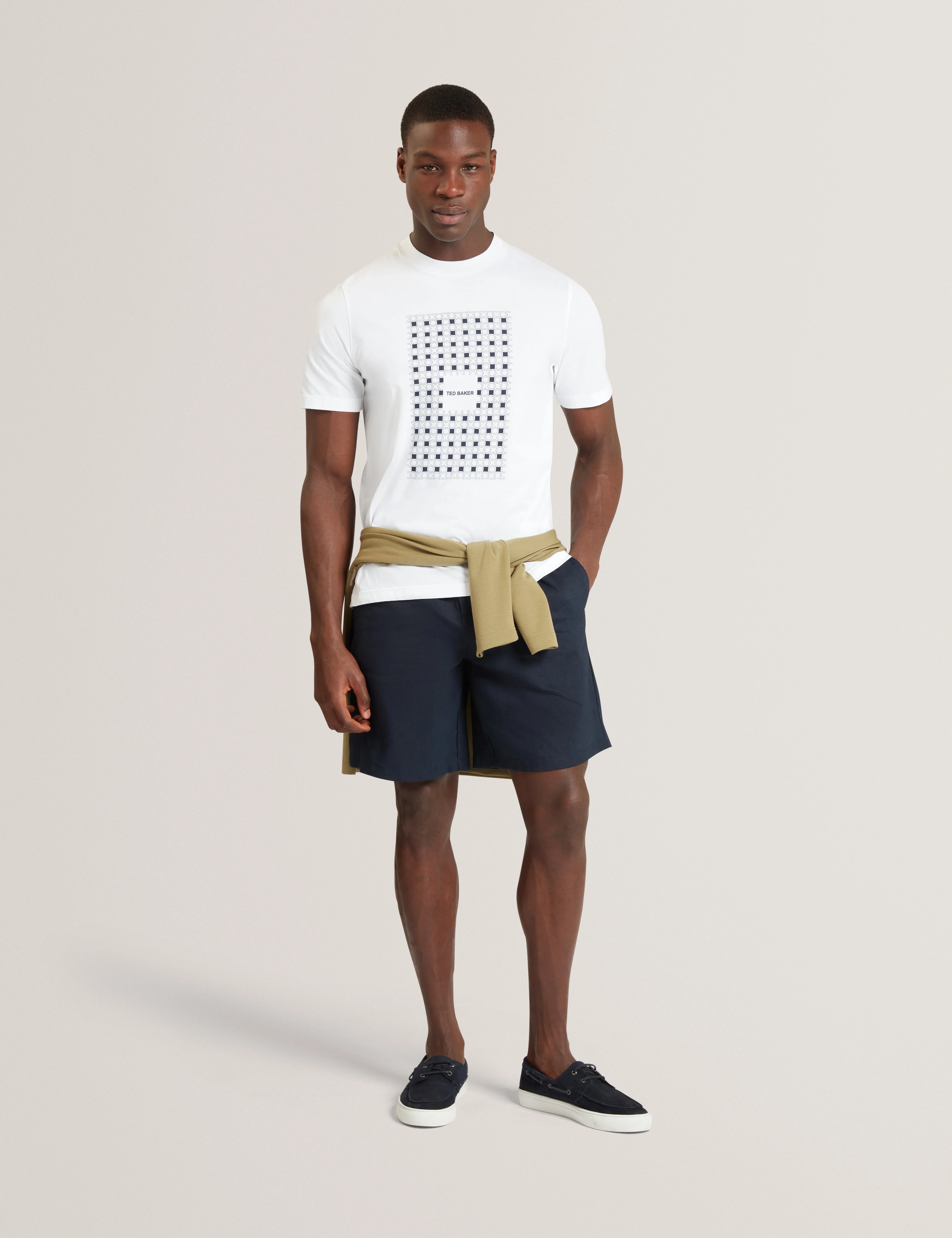 Mccourt Short Sleeve Box Print T-Shirt White - Image 2