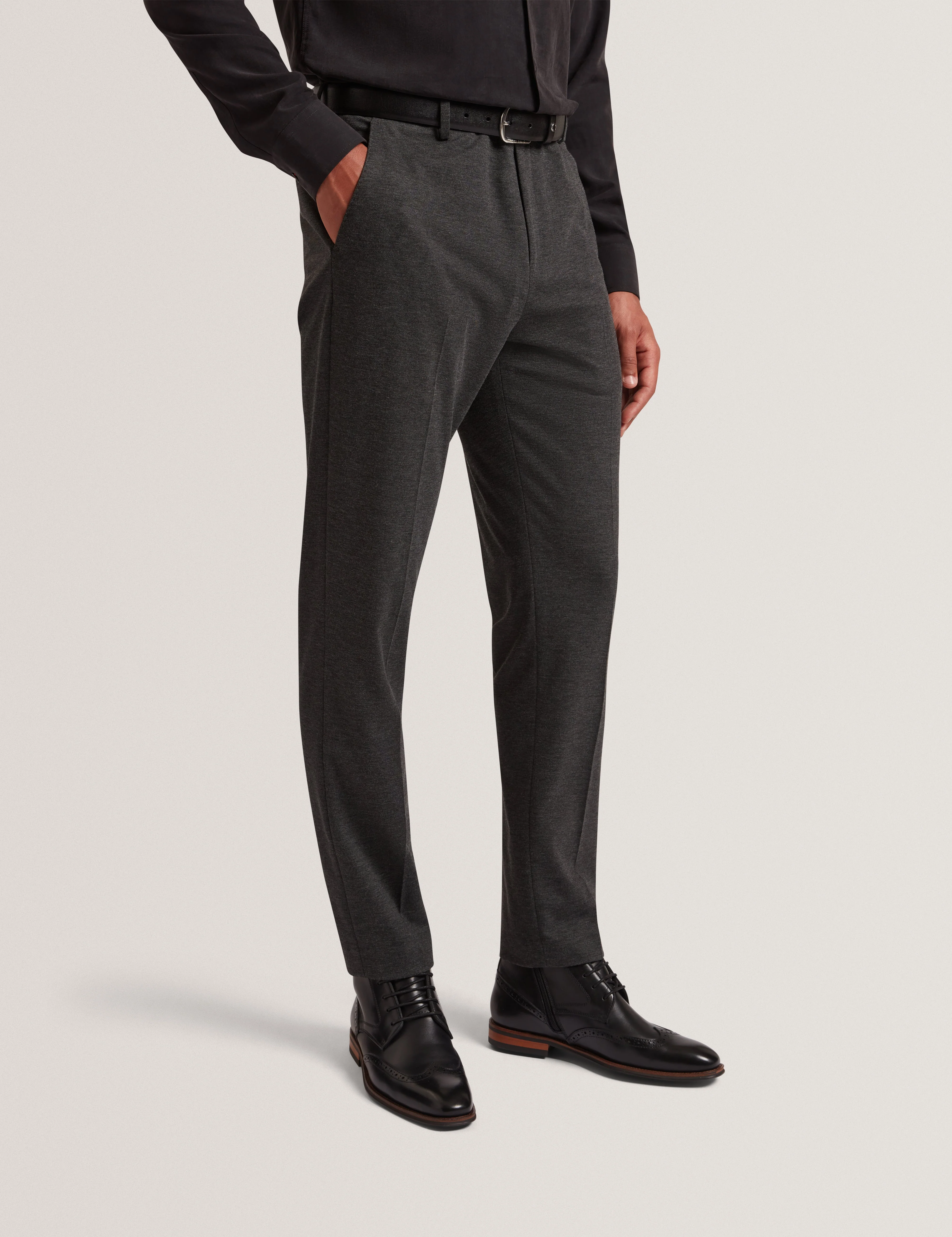 Merickt Slim Fit Tech Knit Wool Blend Trouser Dk-Grey