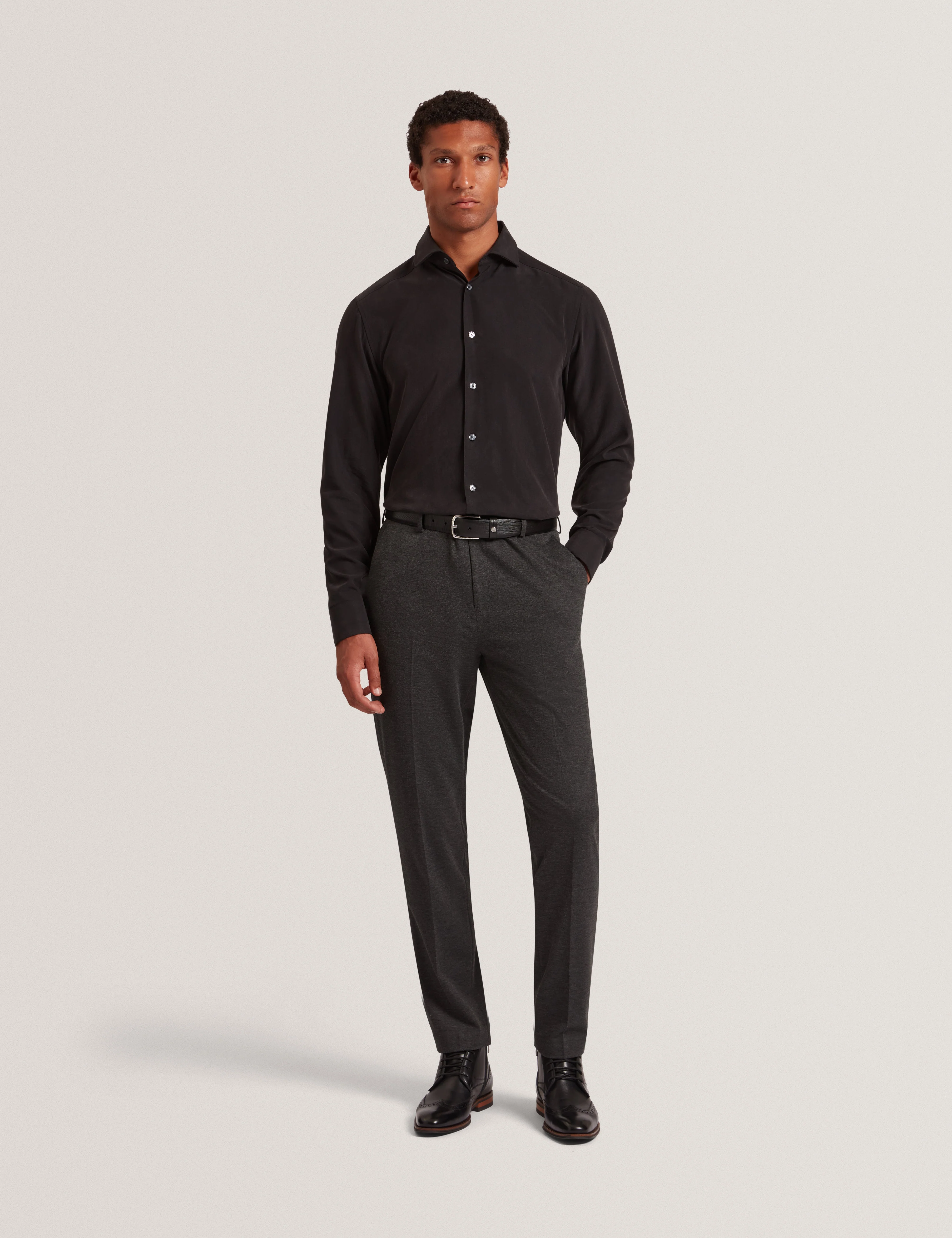 Merickt Slim Fit Tech Knit Wool Blend Trouser Dk-Grey - Image 2