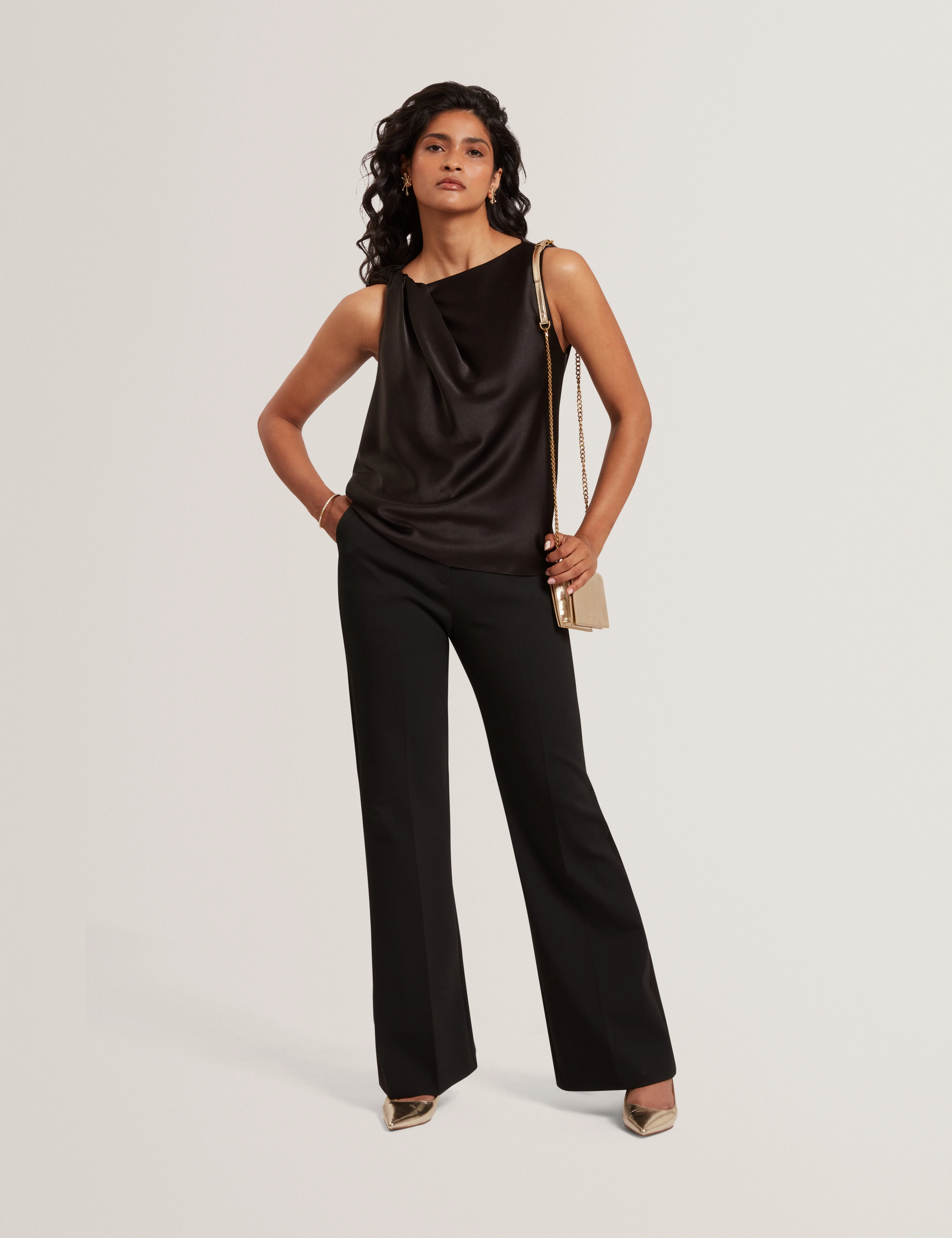 Miona Sleveless Twist Detail Top Black - Image 2