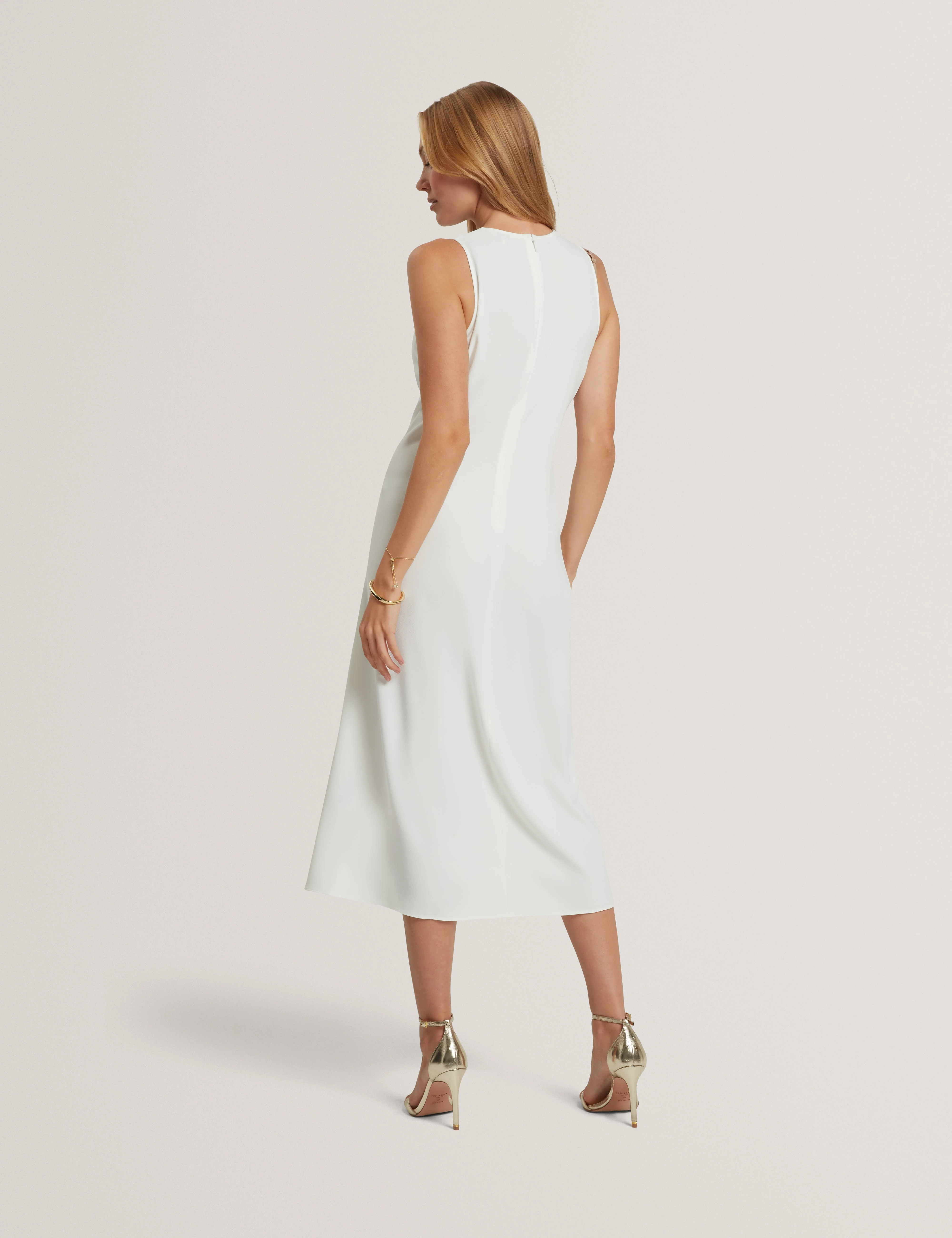 Miyaka Midi Dress With Bar Detail Ivory - Image 5