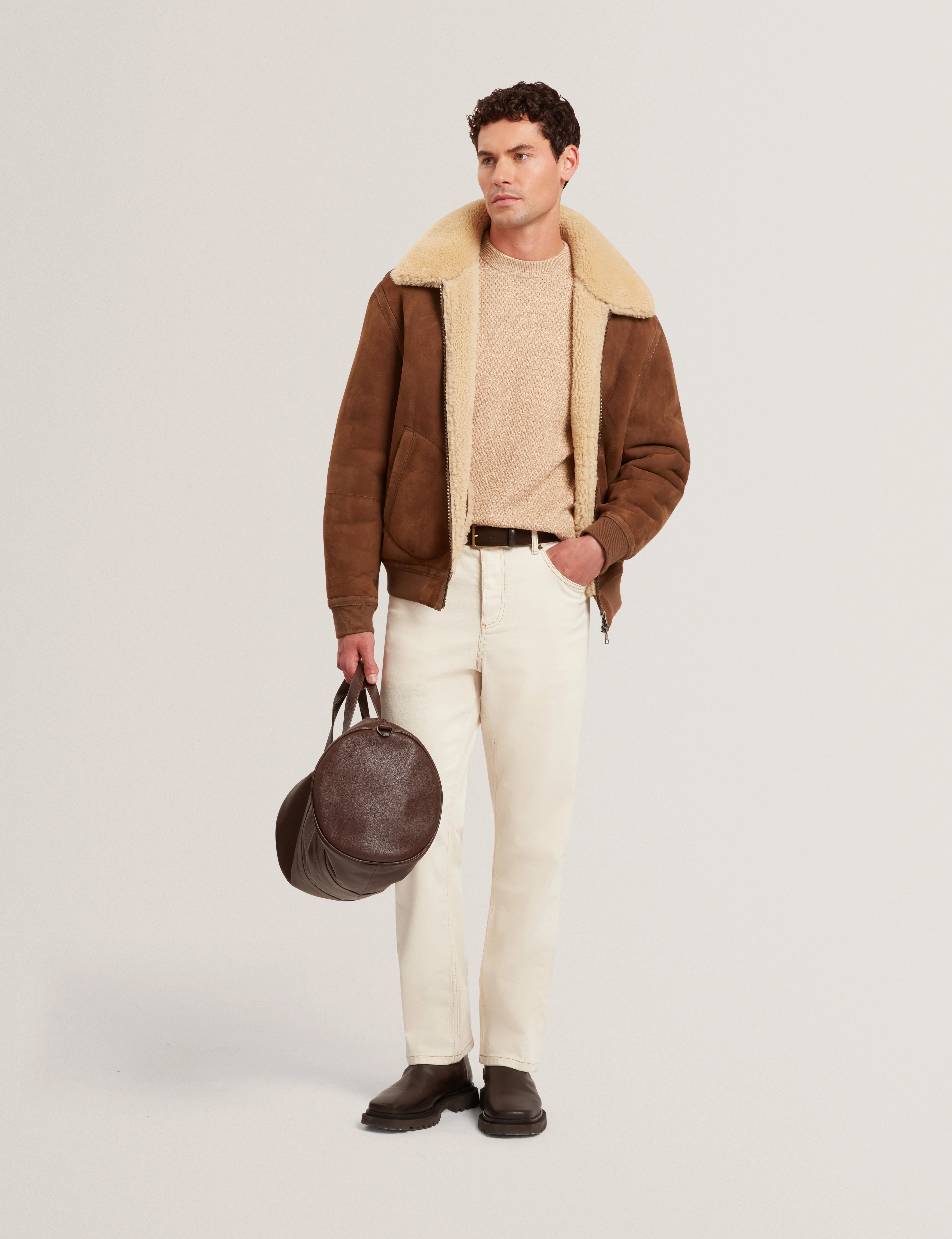 Monya Ls Textured Knit Crew Neck Camel - Image 2