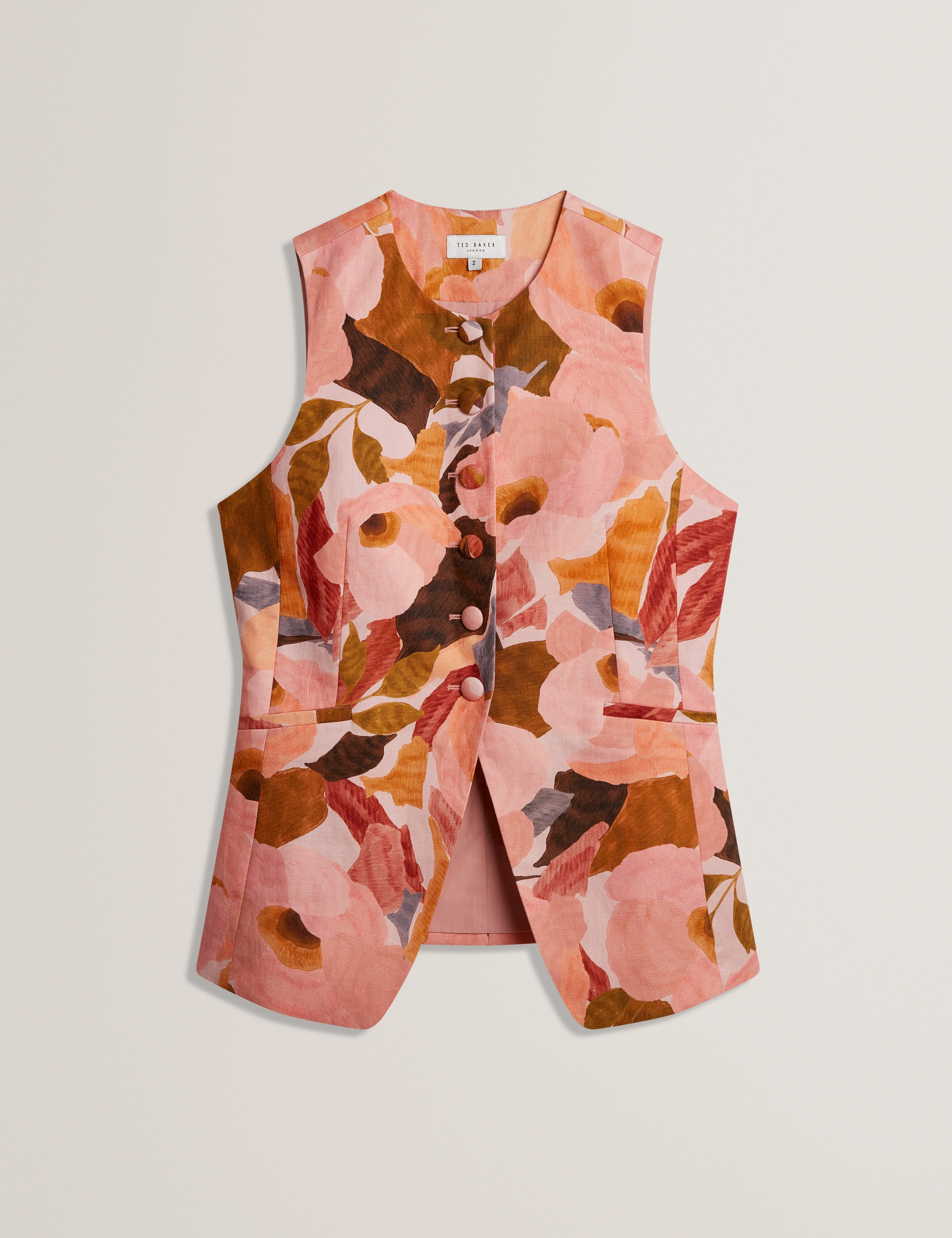 Narlla Printed Tailored Waistcoat Coral - Image 5