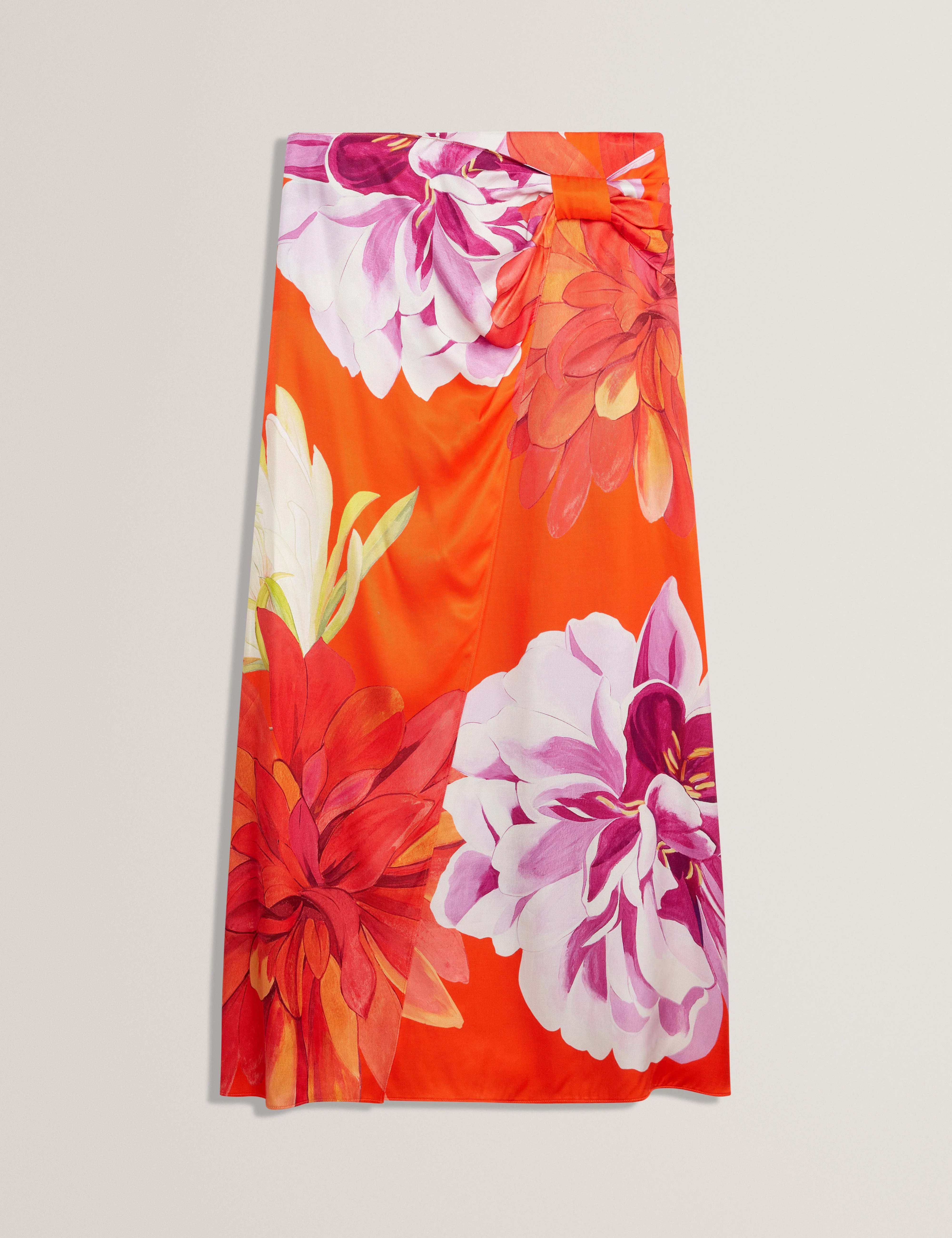 Neoa Printed Asymmetric Midi Skirt Orange - Image 4