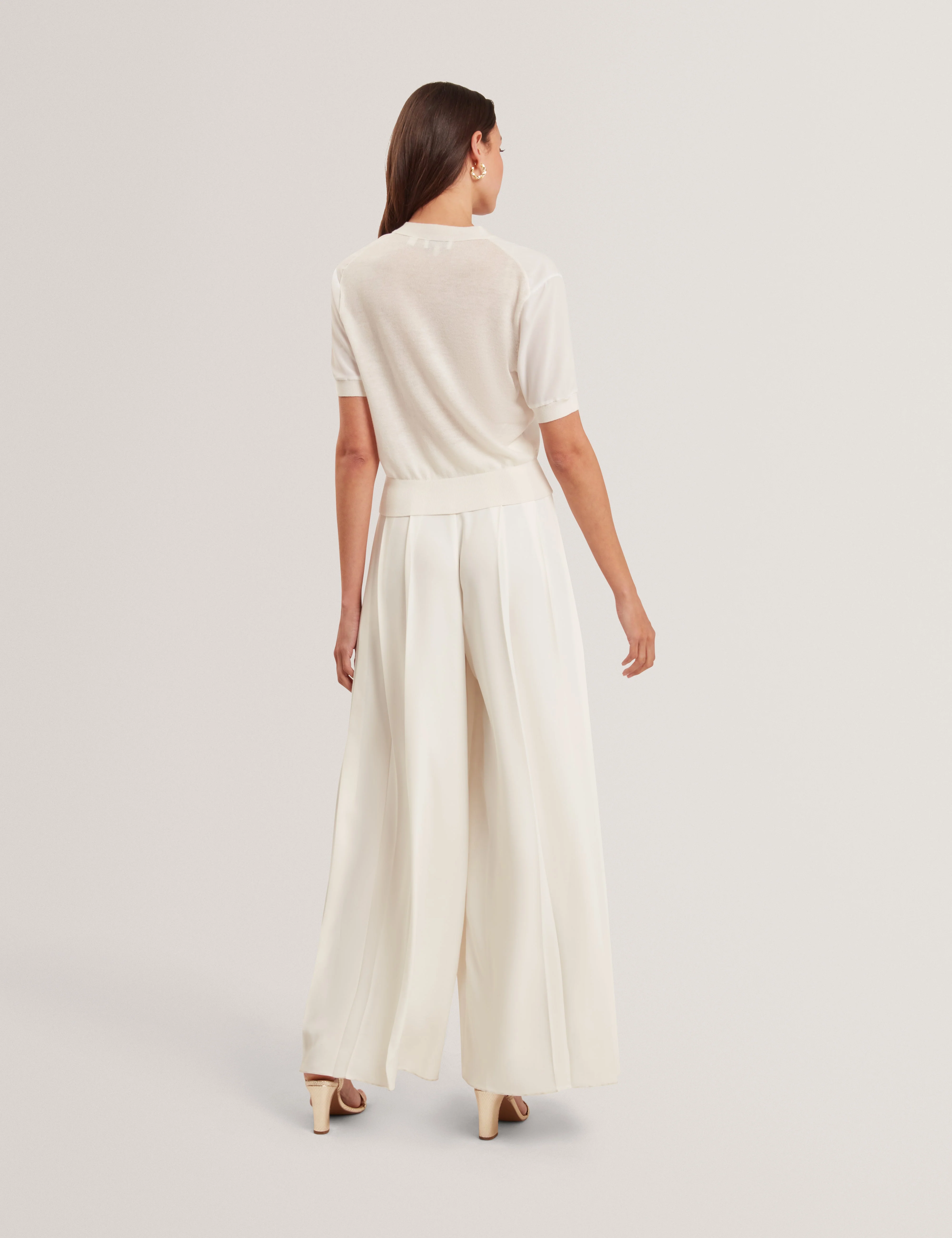 Ofina Woven Front Short Sleeve Cardigan White - Image 6