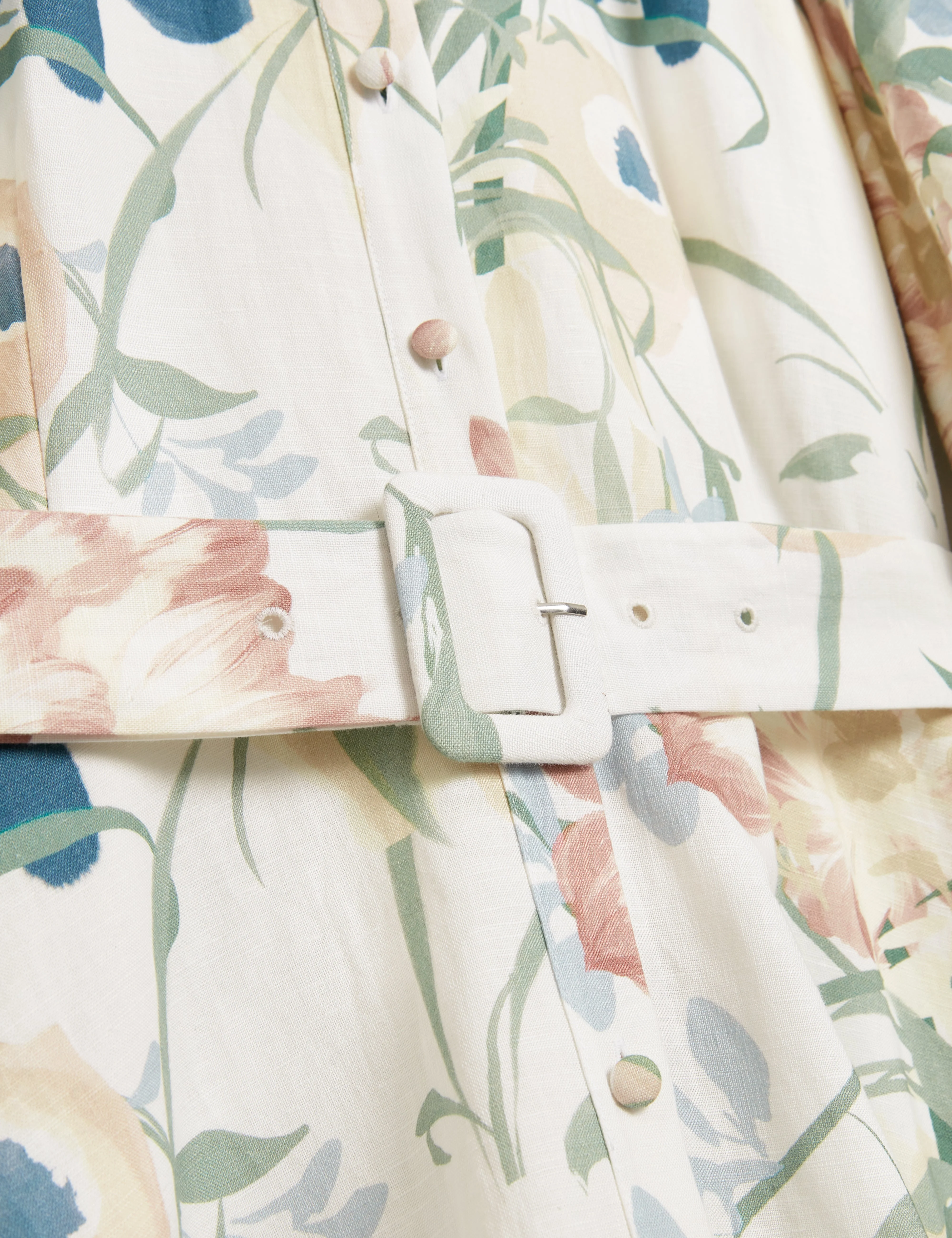 Olliiv Puff Sleeve Printed Mini Shirt Dress Ivory - Image 3