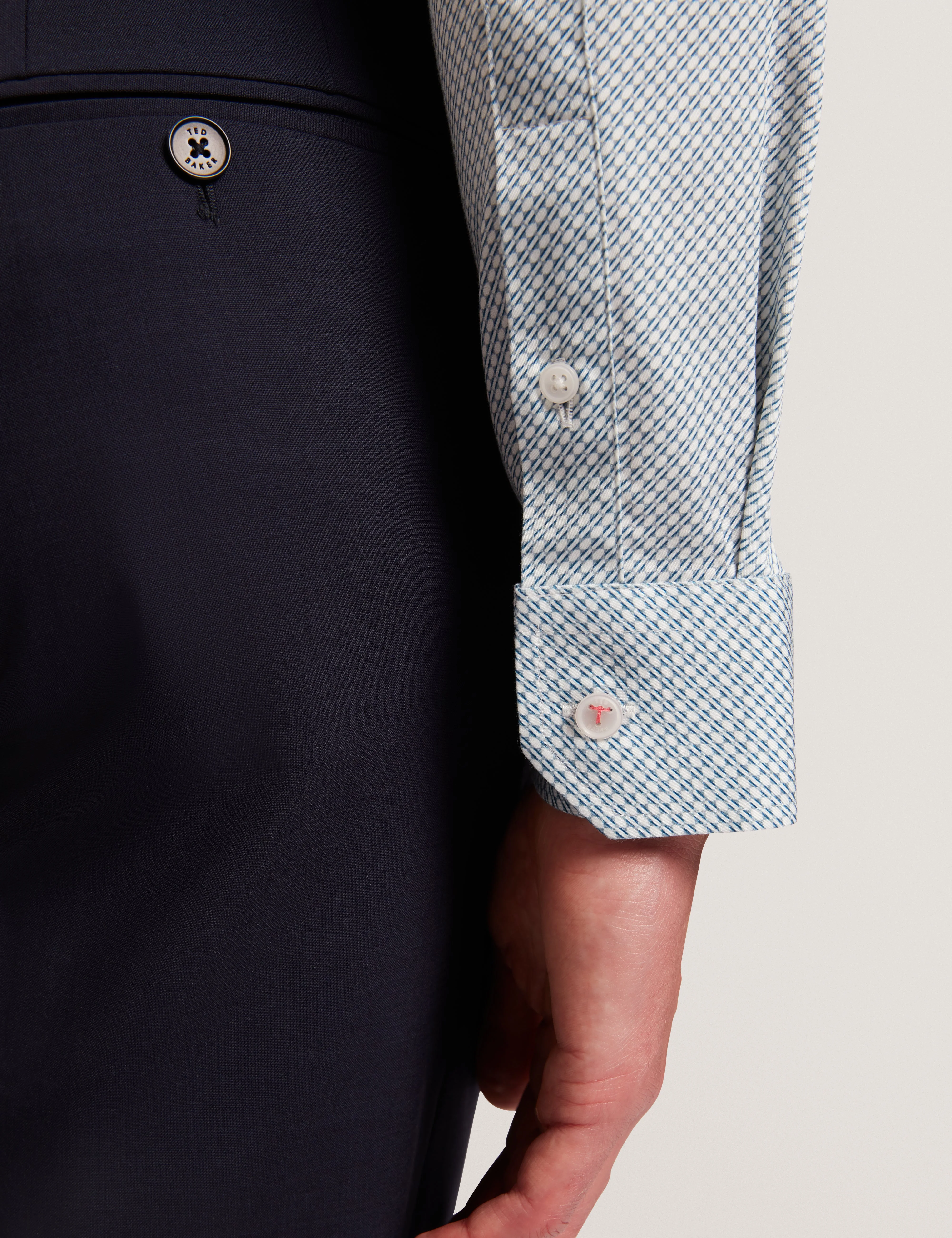 Olweno Long Sleeve Slim Fit Geo Print Shirt Lt-Blue - Image 4