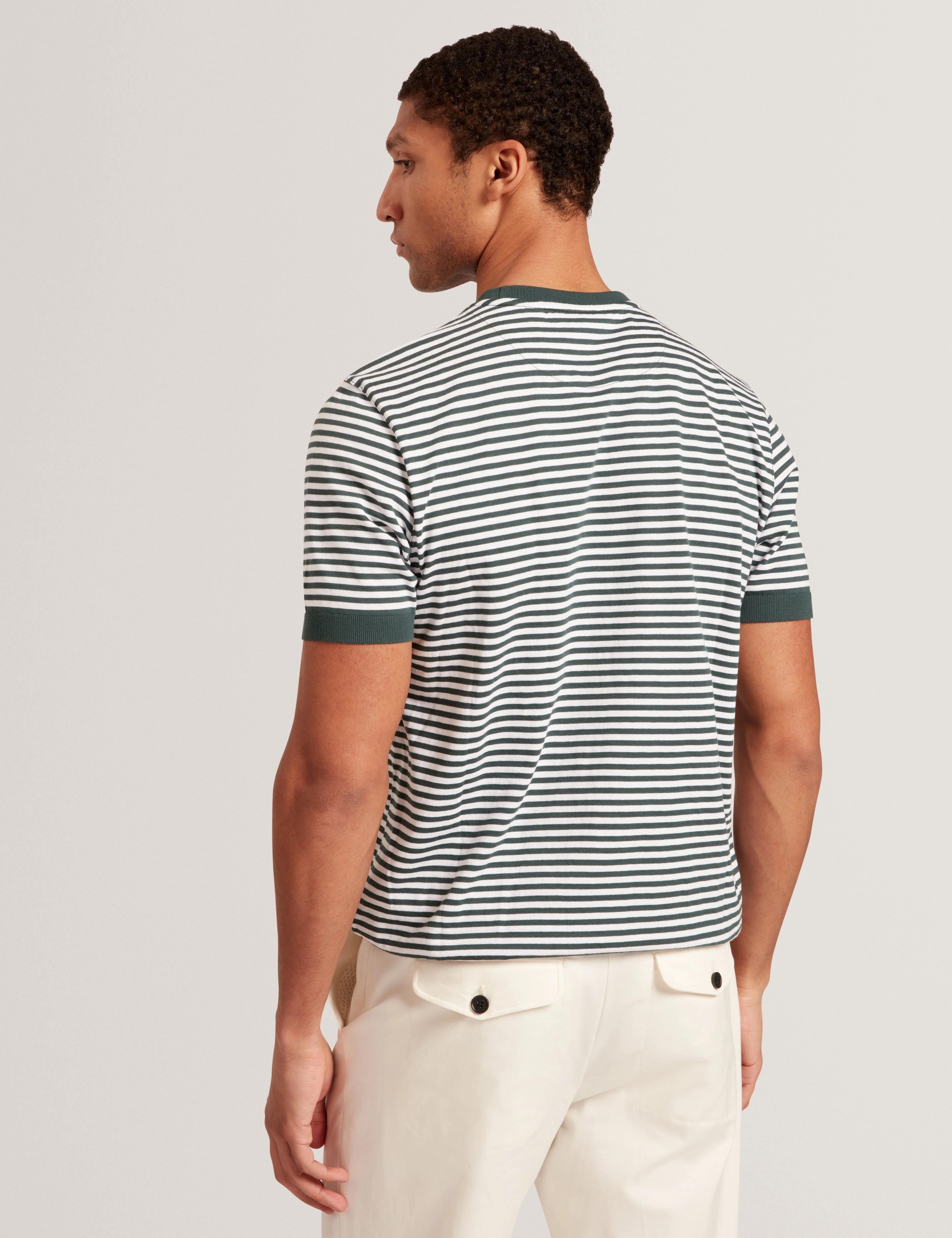 Ourme Short Sleeve Stripe T-Shirt Dk-Green - Image 6