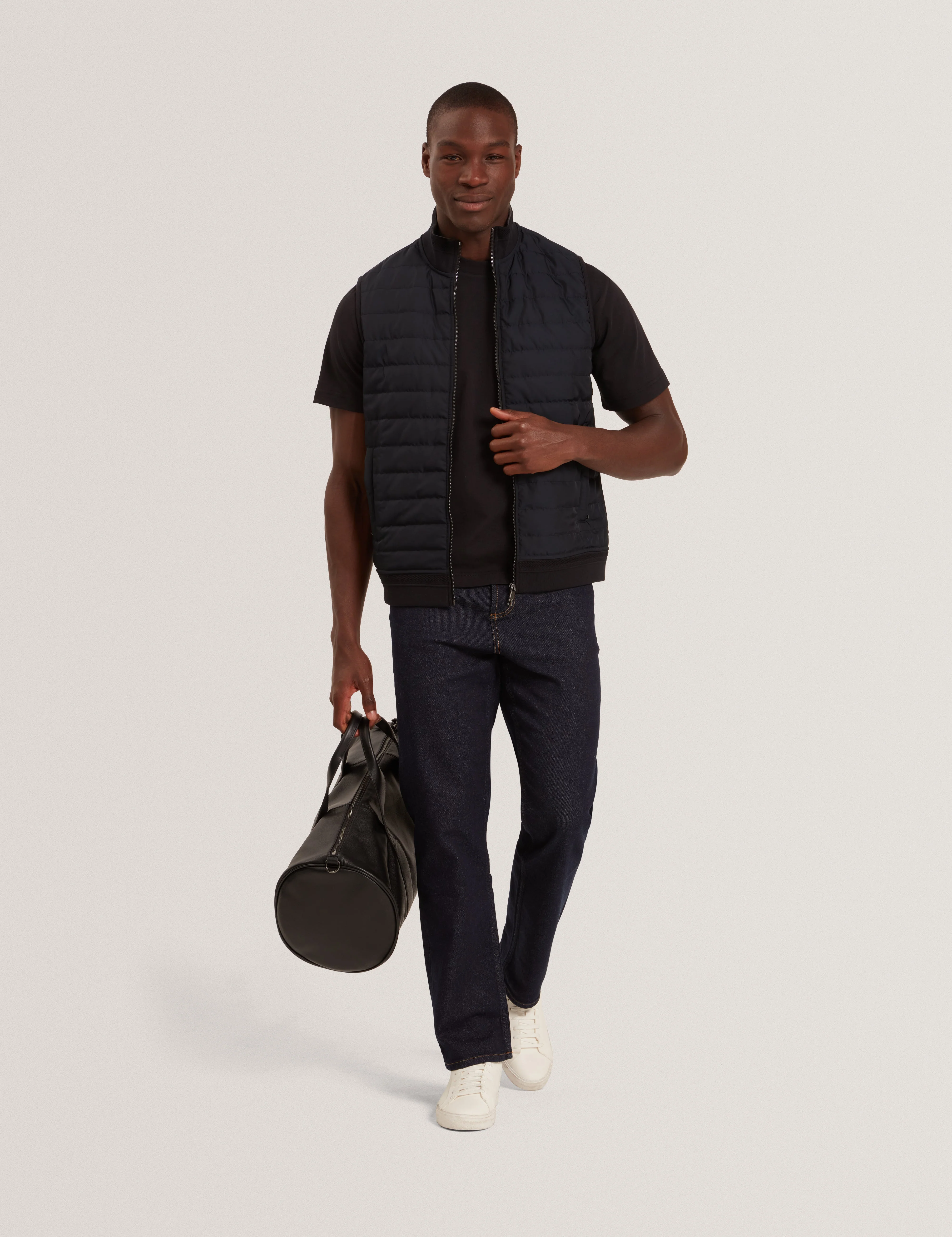 Pafavor Short Sleeve Regular Fit Quilted Gilet Black - Image 2