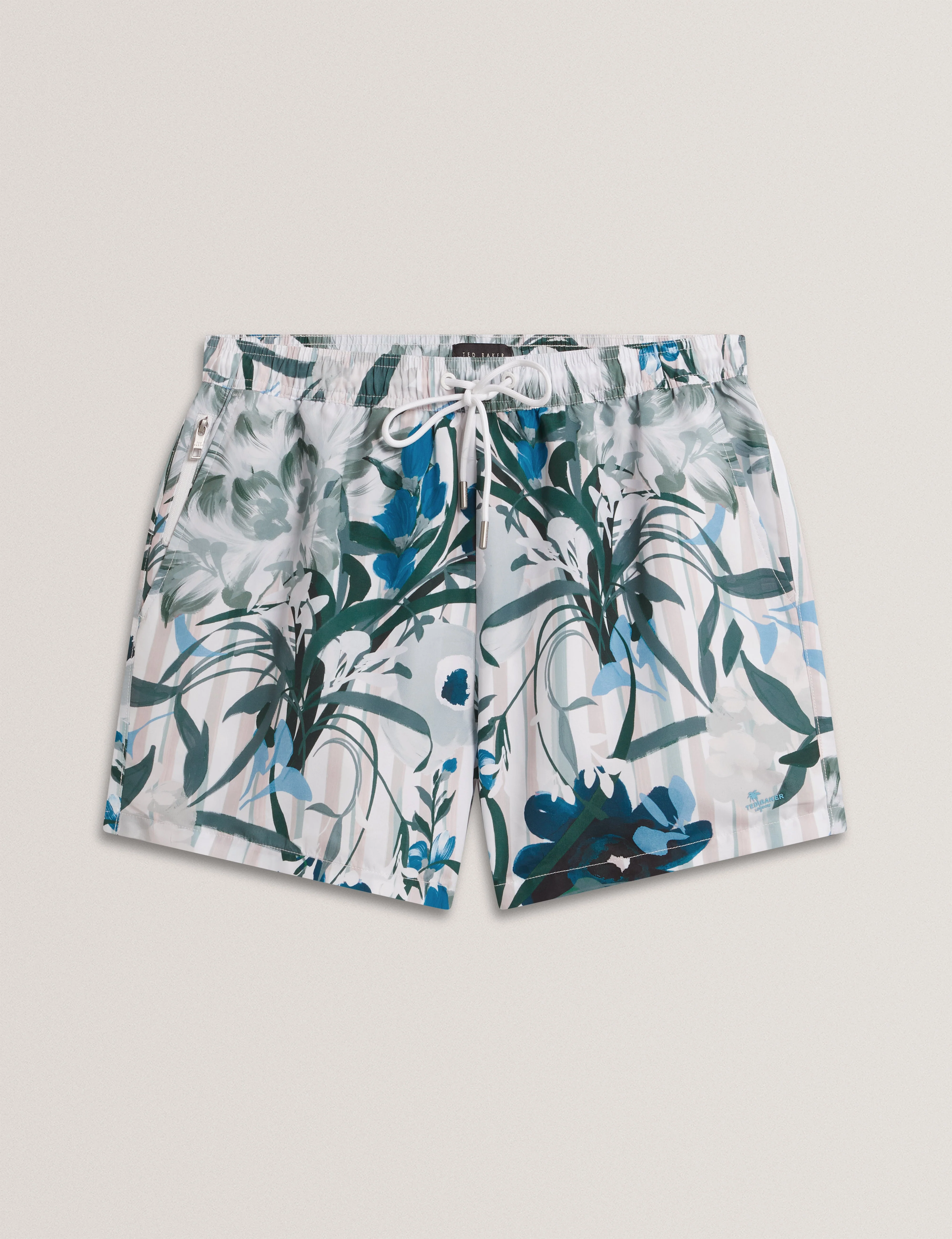 Palmdle Floral Stripe Printed Swim Short Pink