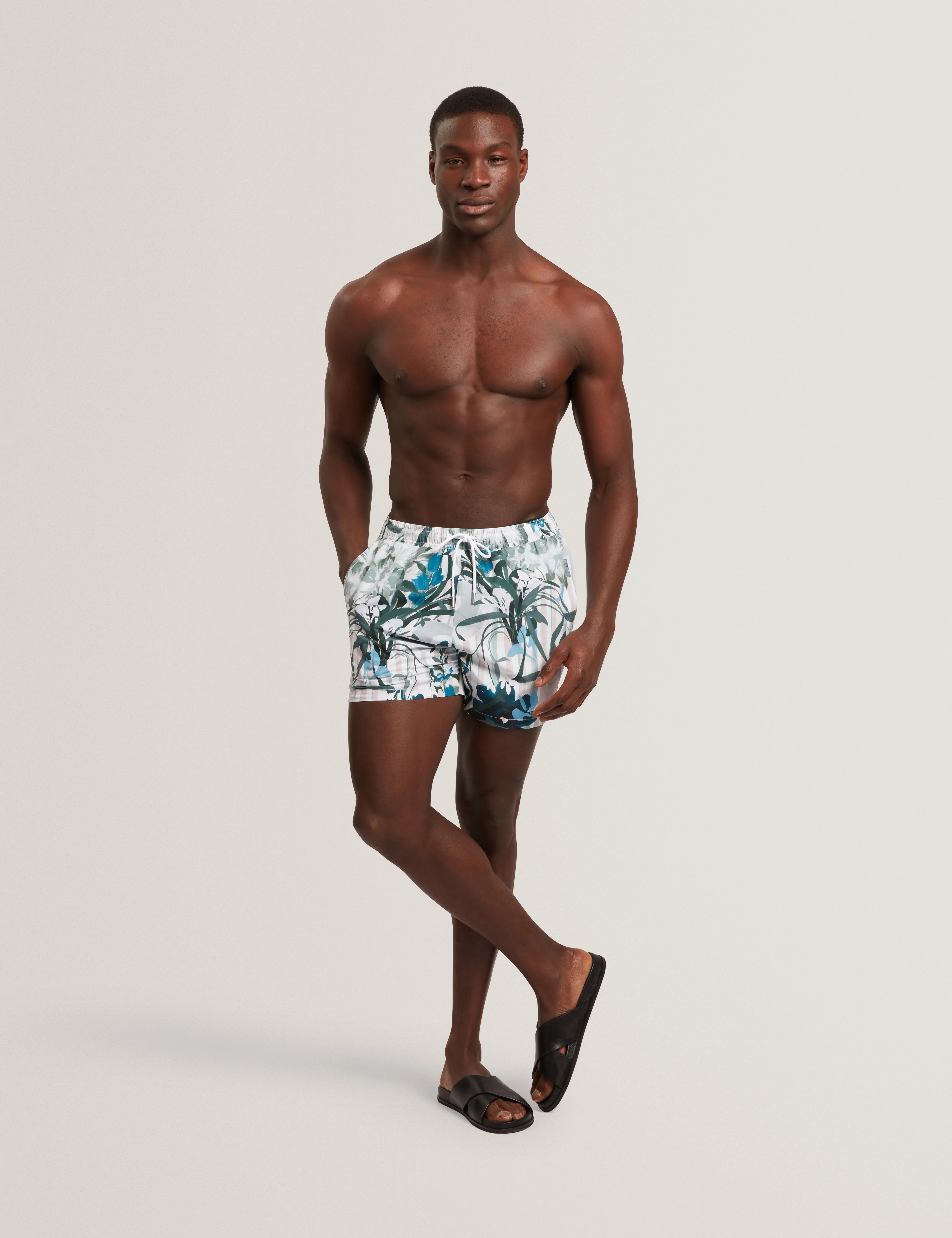 Palmdle Floral Stripe Printed Swim Short Pink - Image 3