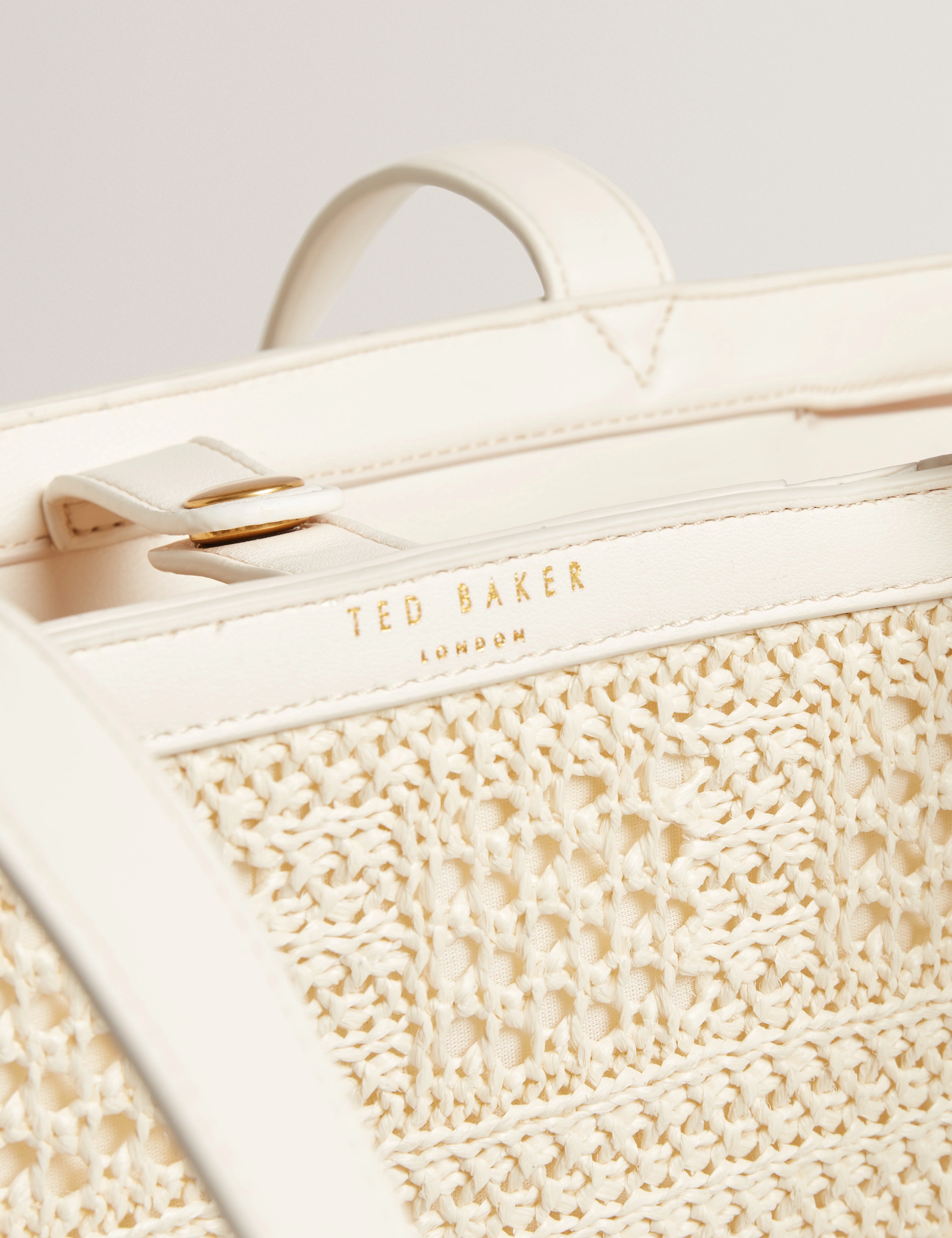 Pammina Raffia Straw Bucket Tote Ivory - Image 5