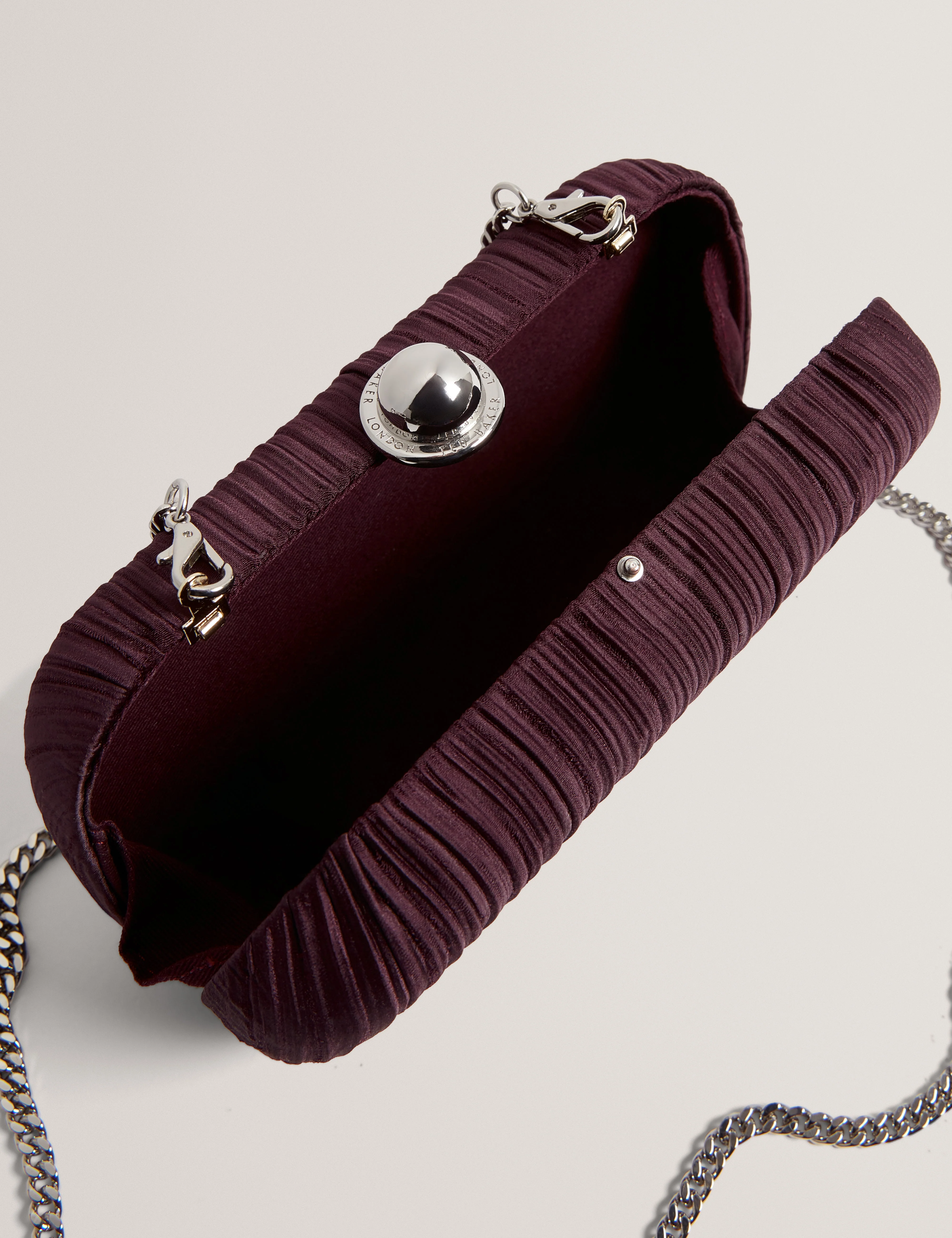 Plisse Pleated Satin Hard Clutch Bag Dp-Purple - Image 4