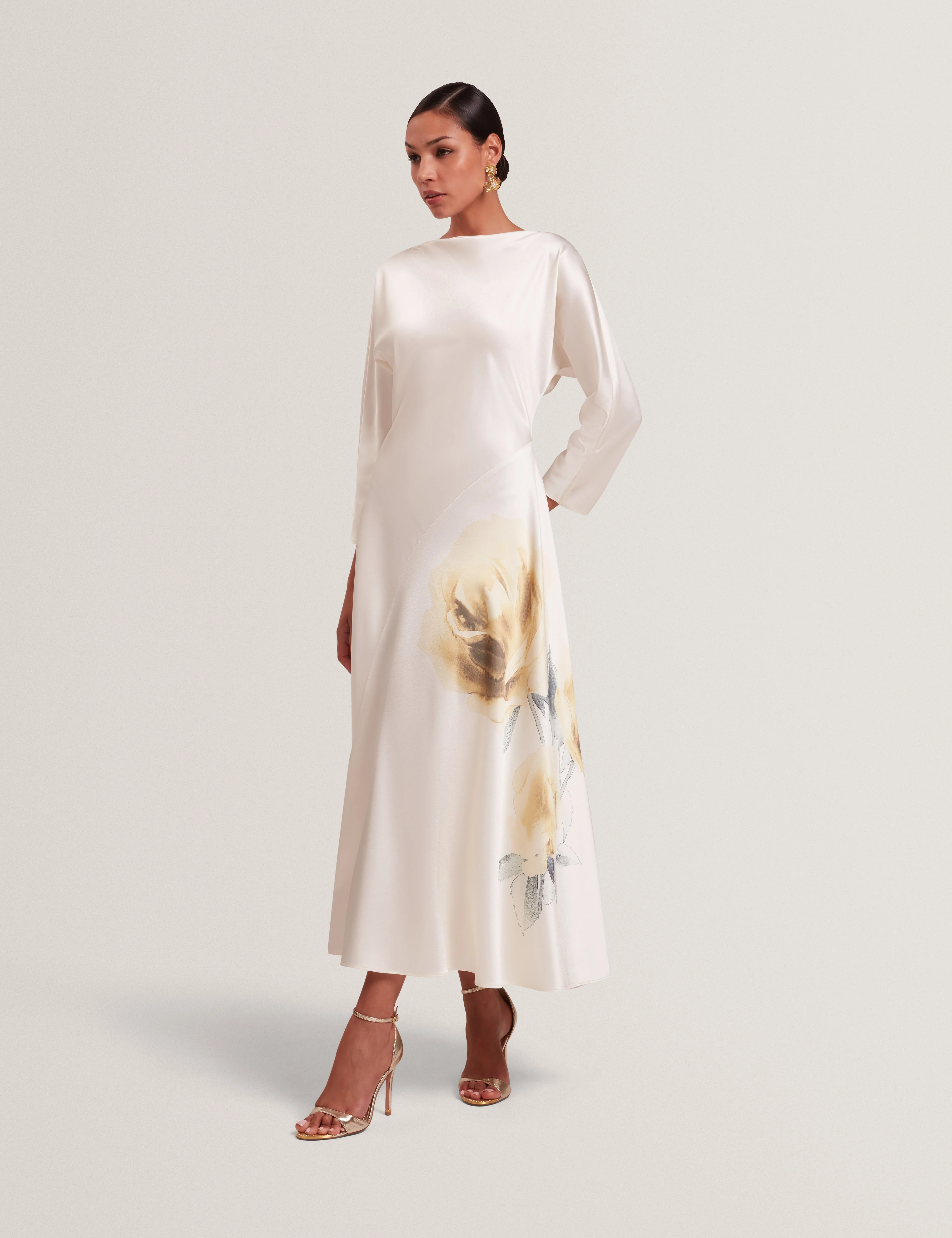 Raimi Curve Seam Detail Maxi Dress Ivory