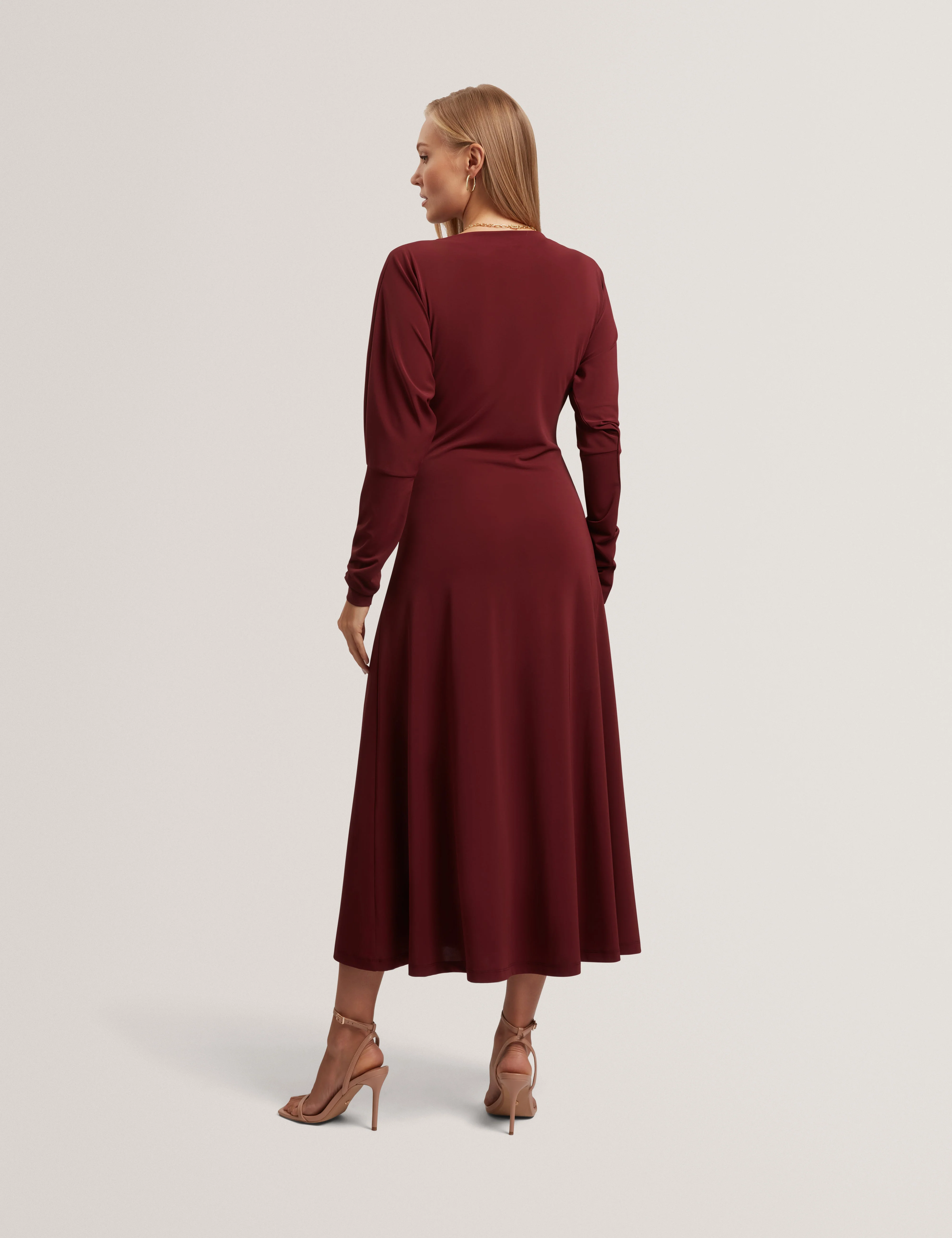 Ralhaa Wrap Jersey Midi Dress Oxblood - Image 5