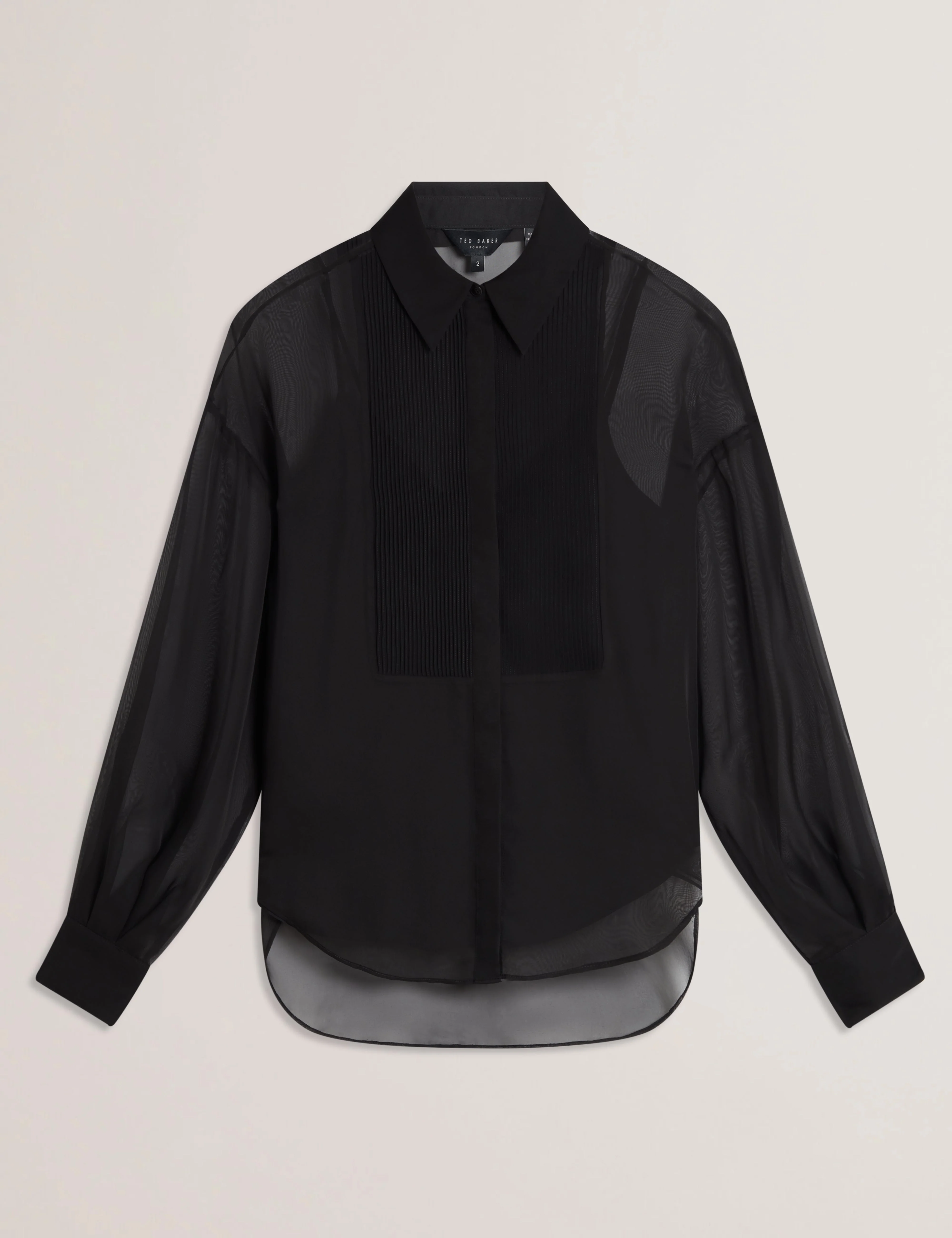 Rasiia Printed Bib Detail Long Sleeve Shirt Black