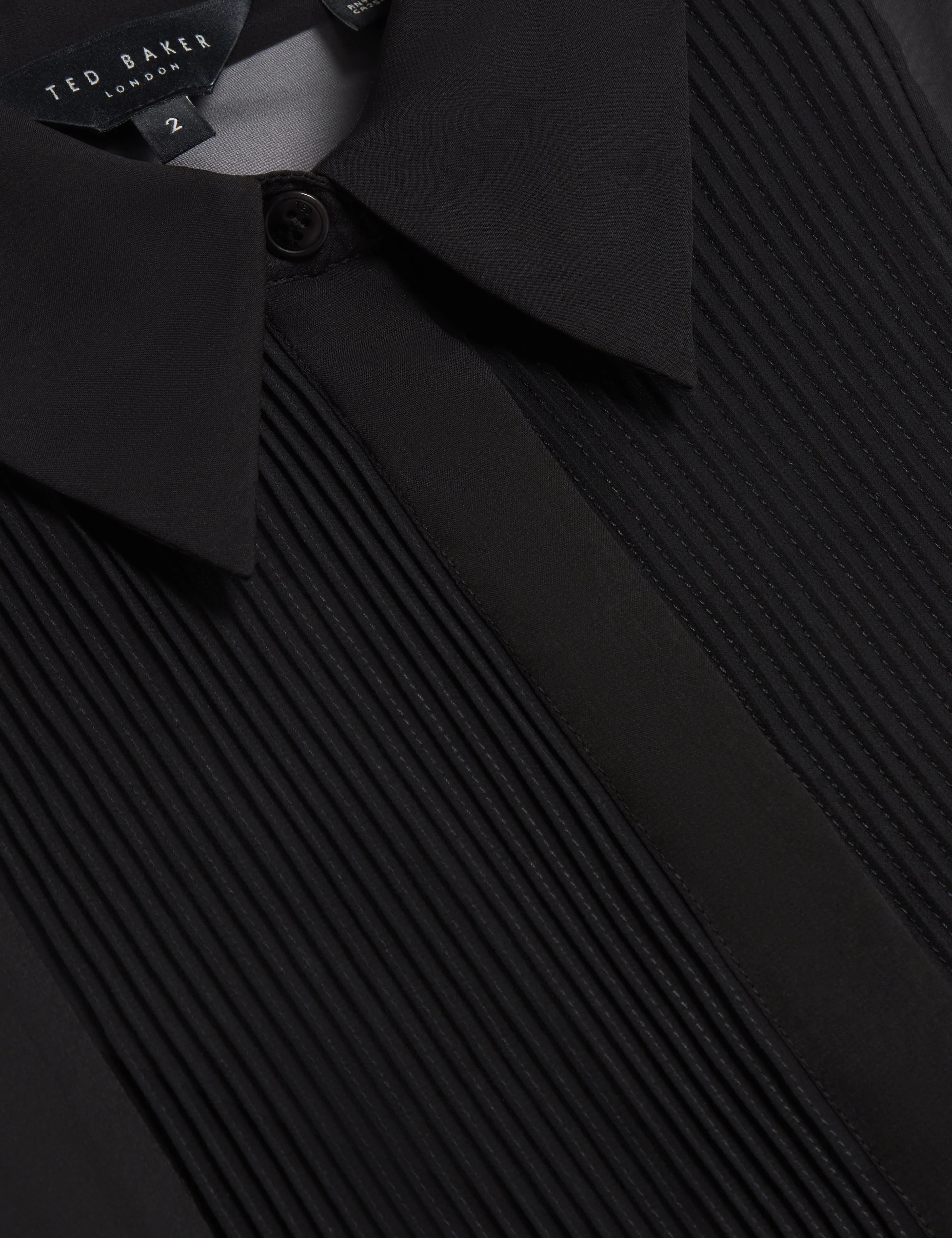 Rasiia Printed Bib Detail Long Sleeve Shirt Black - Image 2