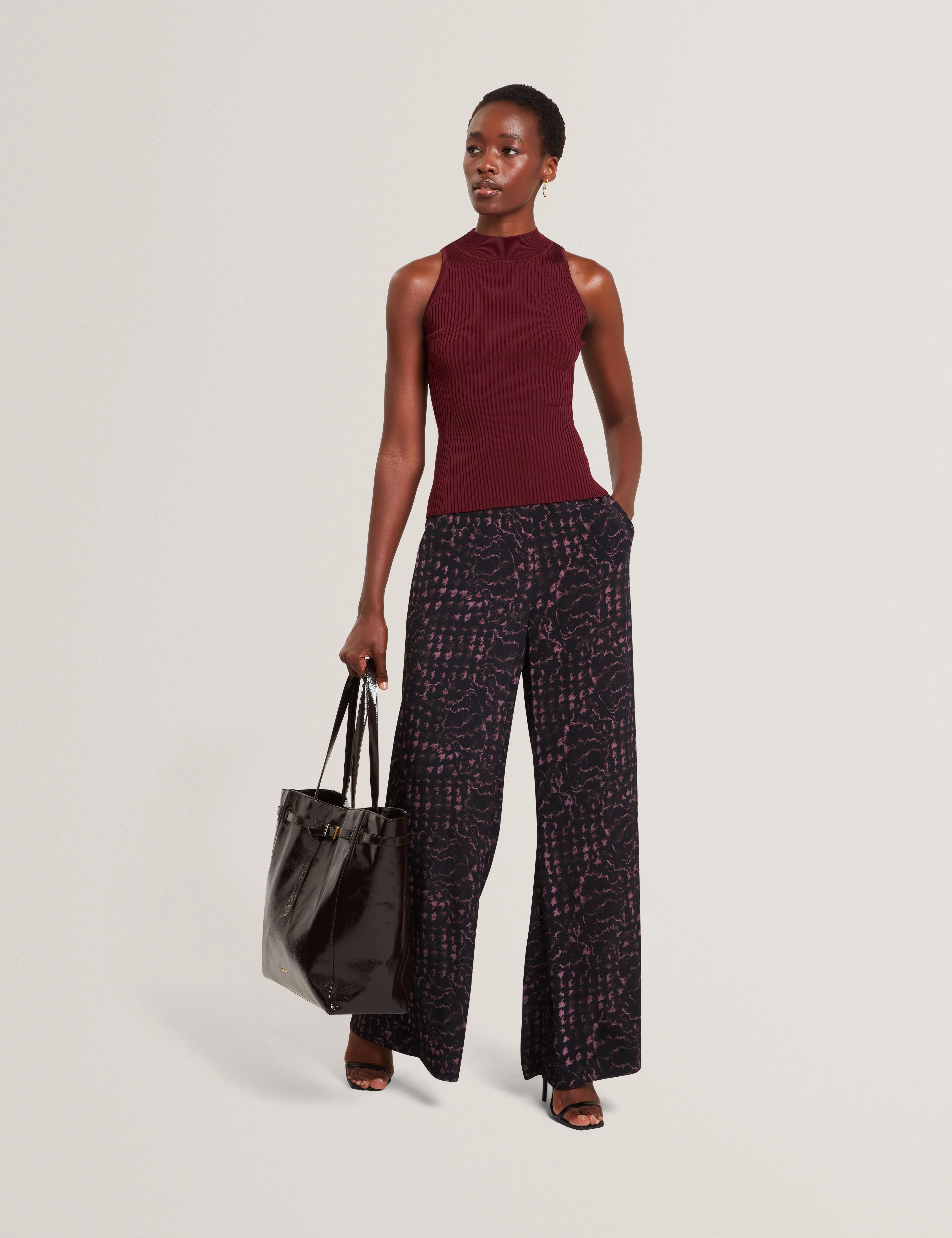Reecha Printed Wide Leg Trouser Black