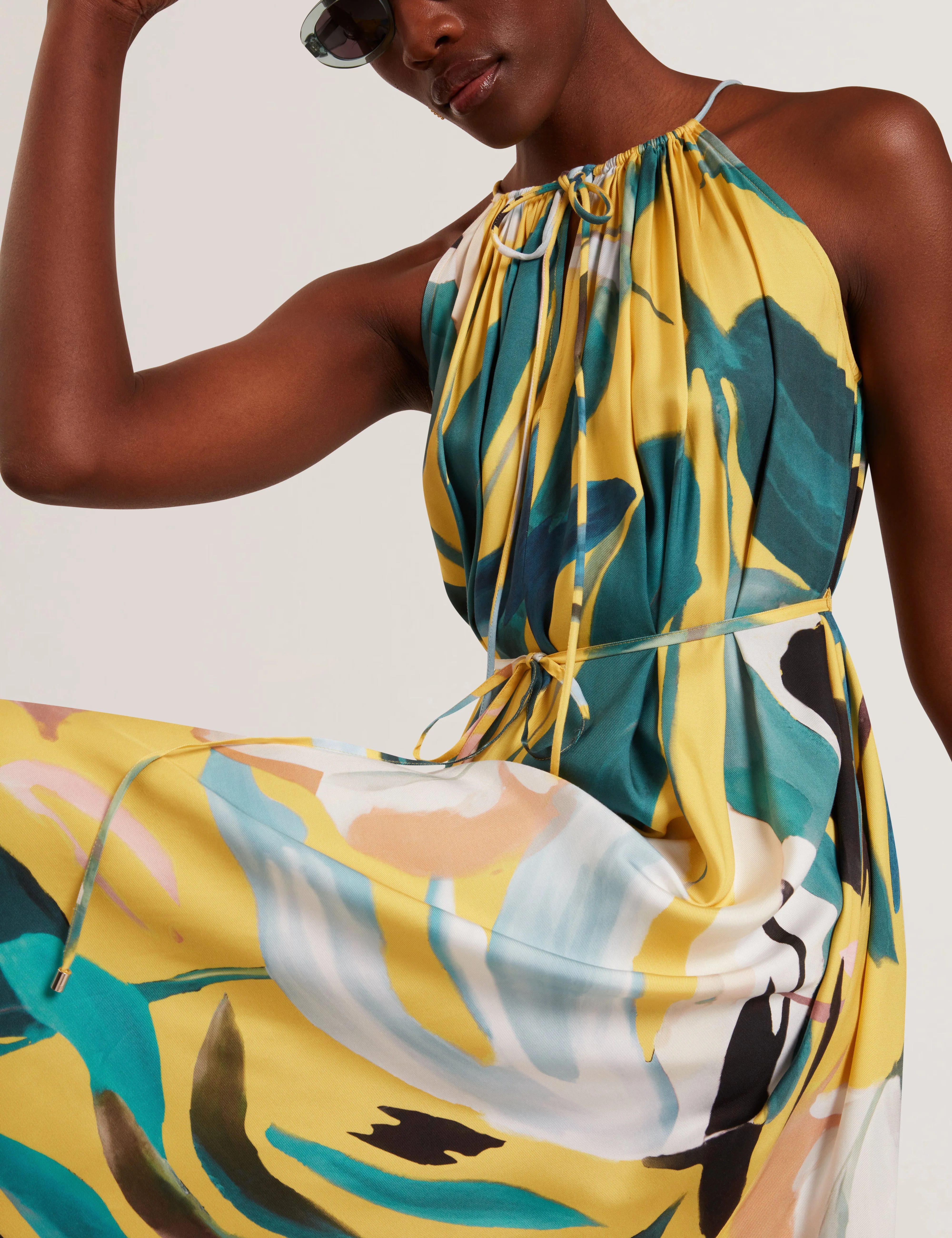 Reelia Halter Neck Midi Dress Yellow - Image 7