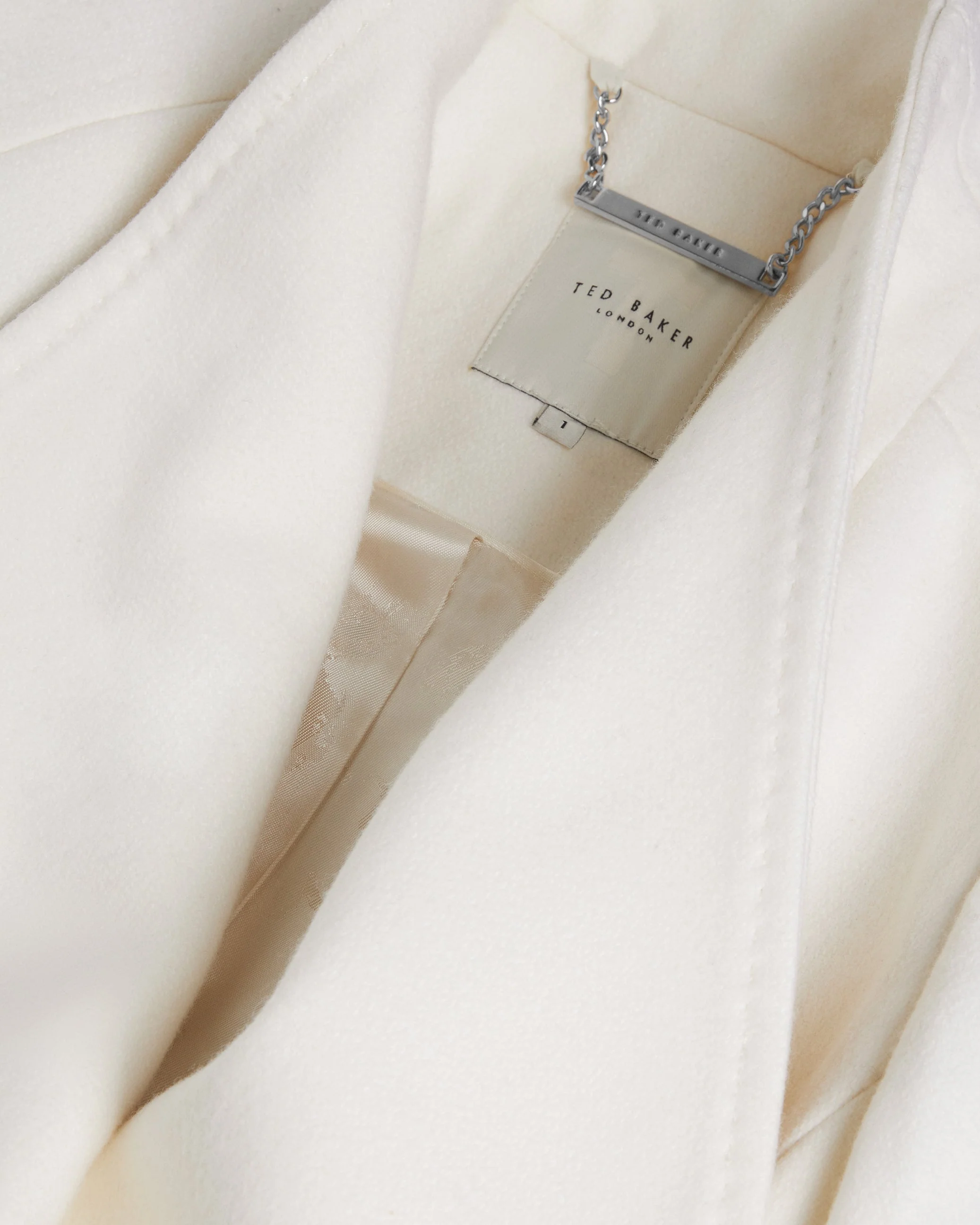 Rose Midi Length Belted Wool Wrap Coat Ivory - Image 6