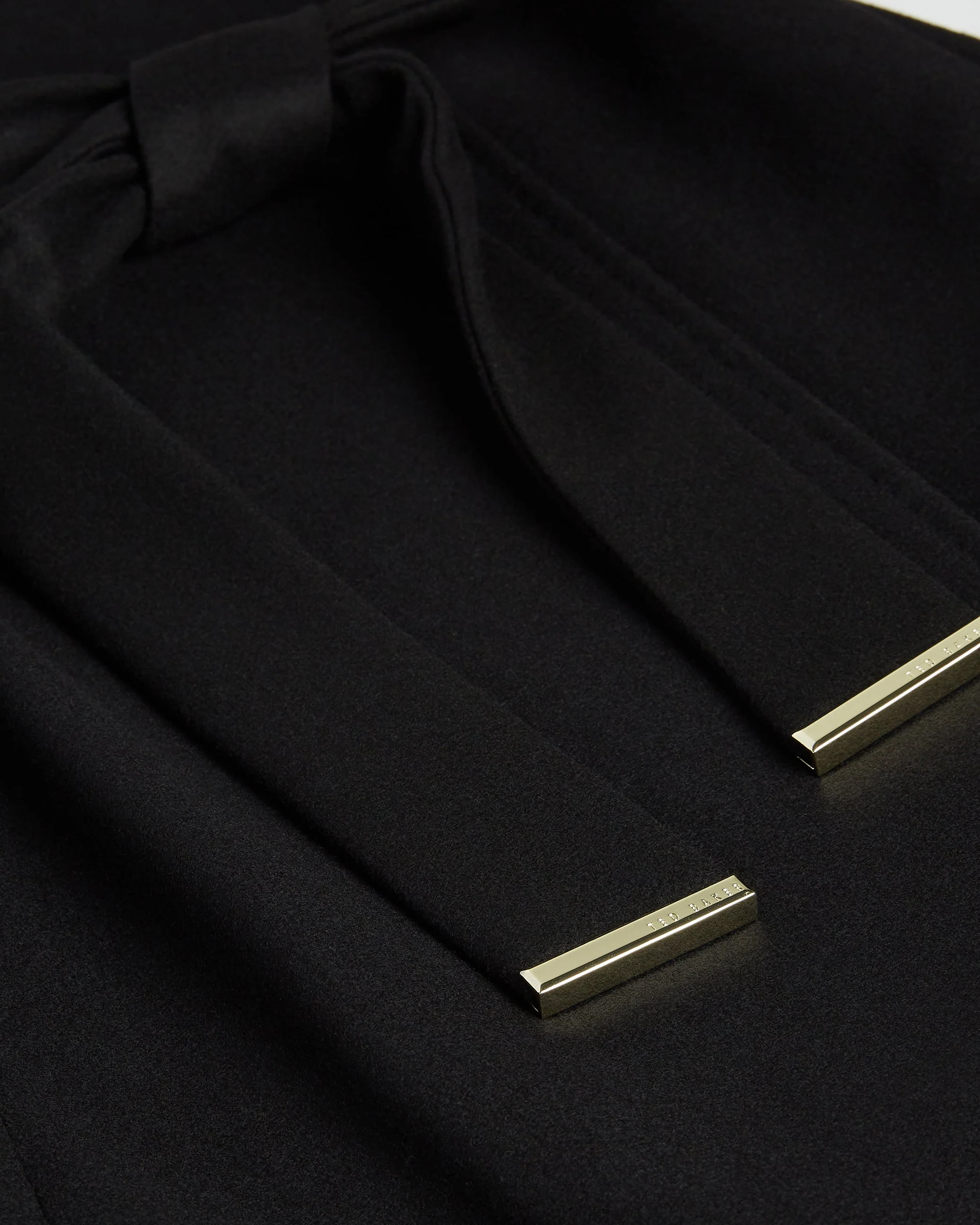Rose Wool Wrap Coat Black - Image 5