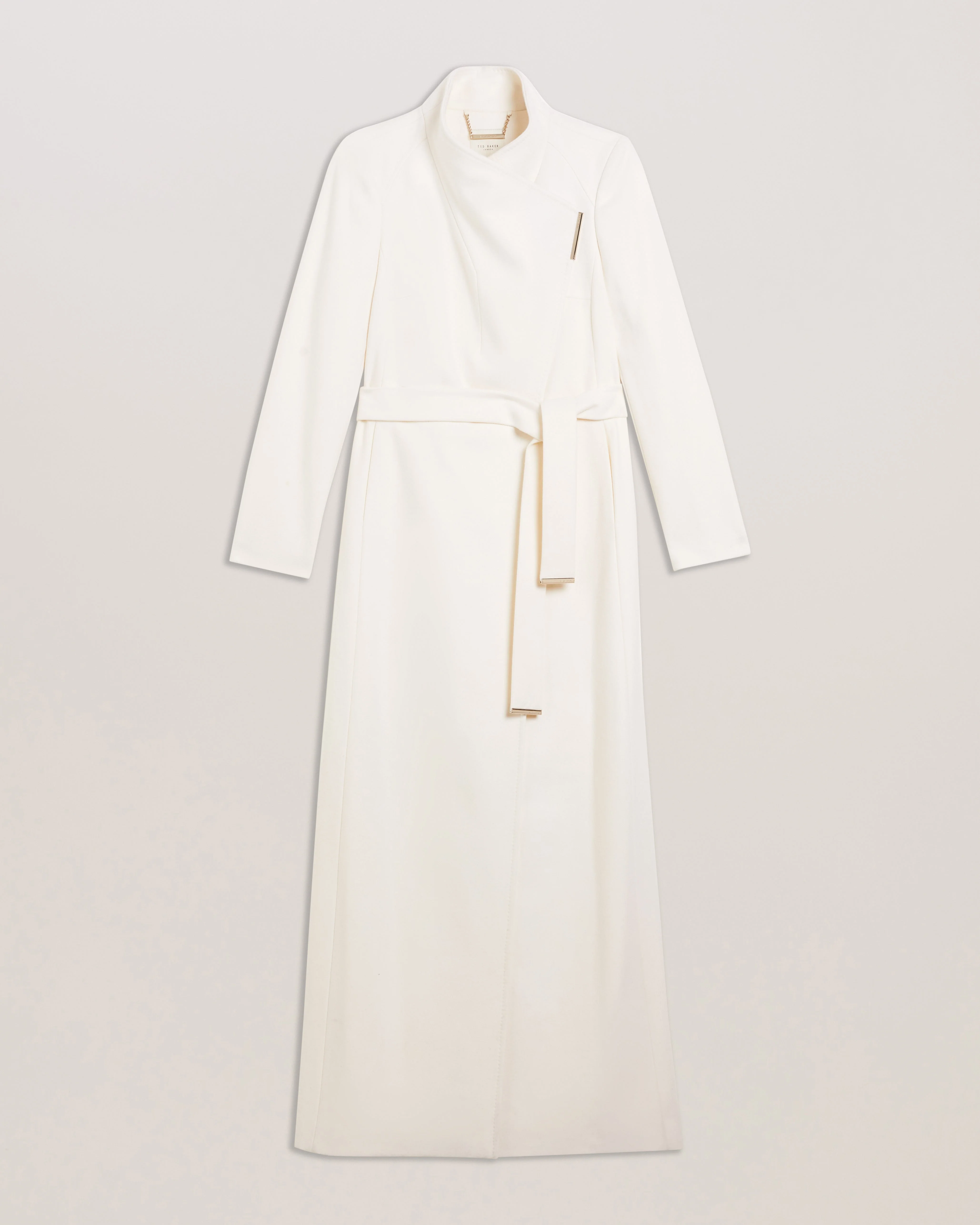 Rosemax Maxi Belted Wool Wrap Coat Ivory - Image 6