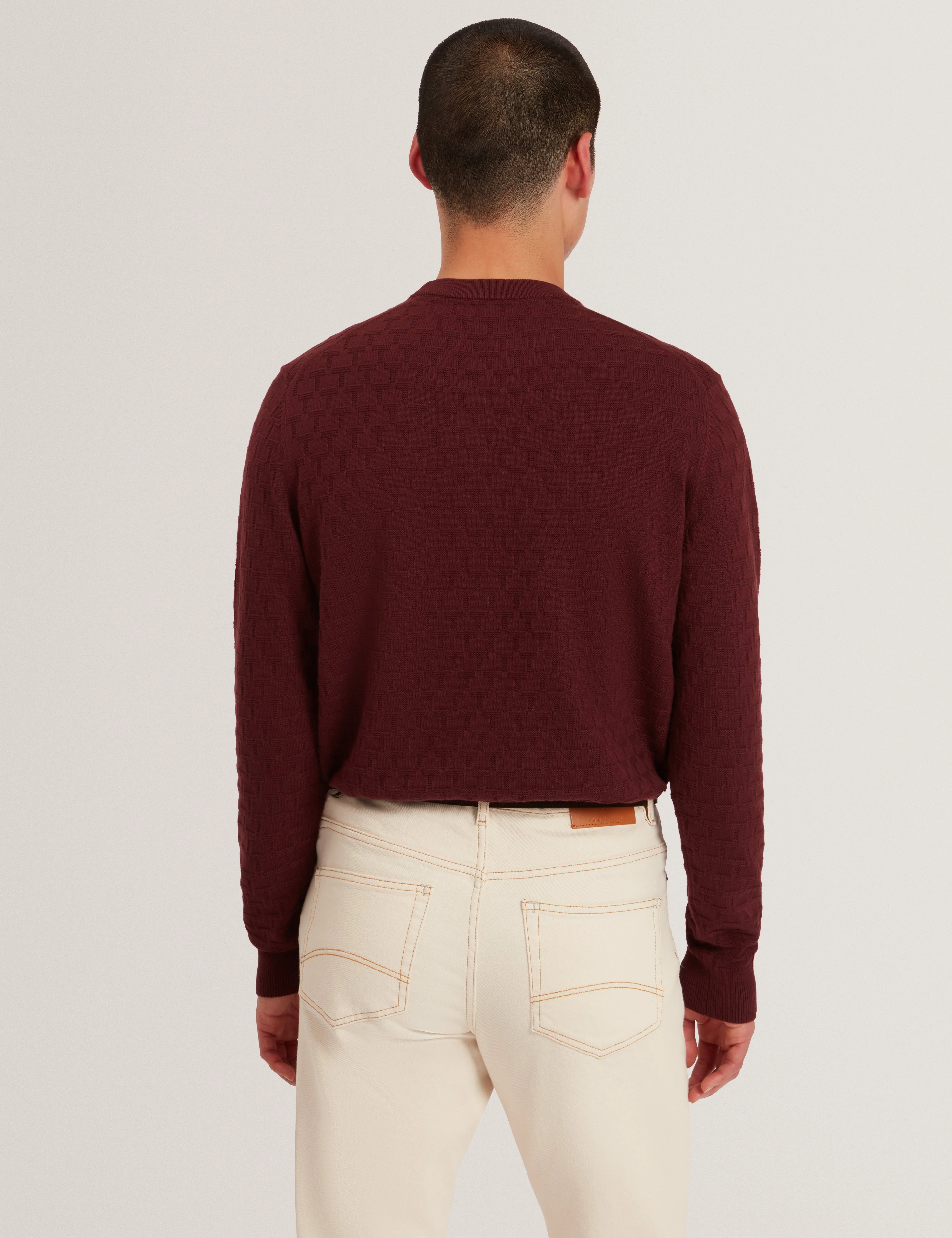 Sainsy T Stitch Crew Neck Maroon - Image 5