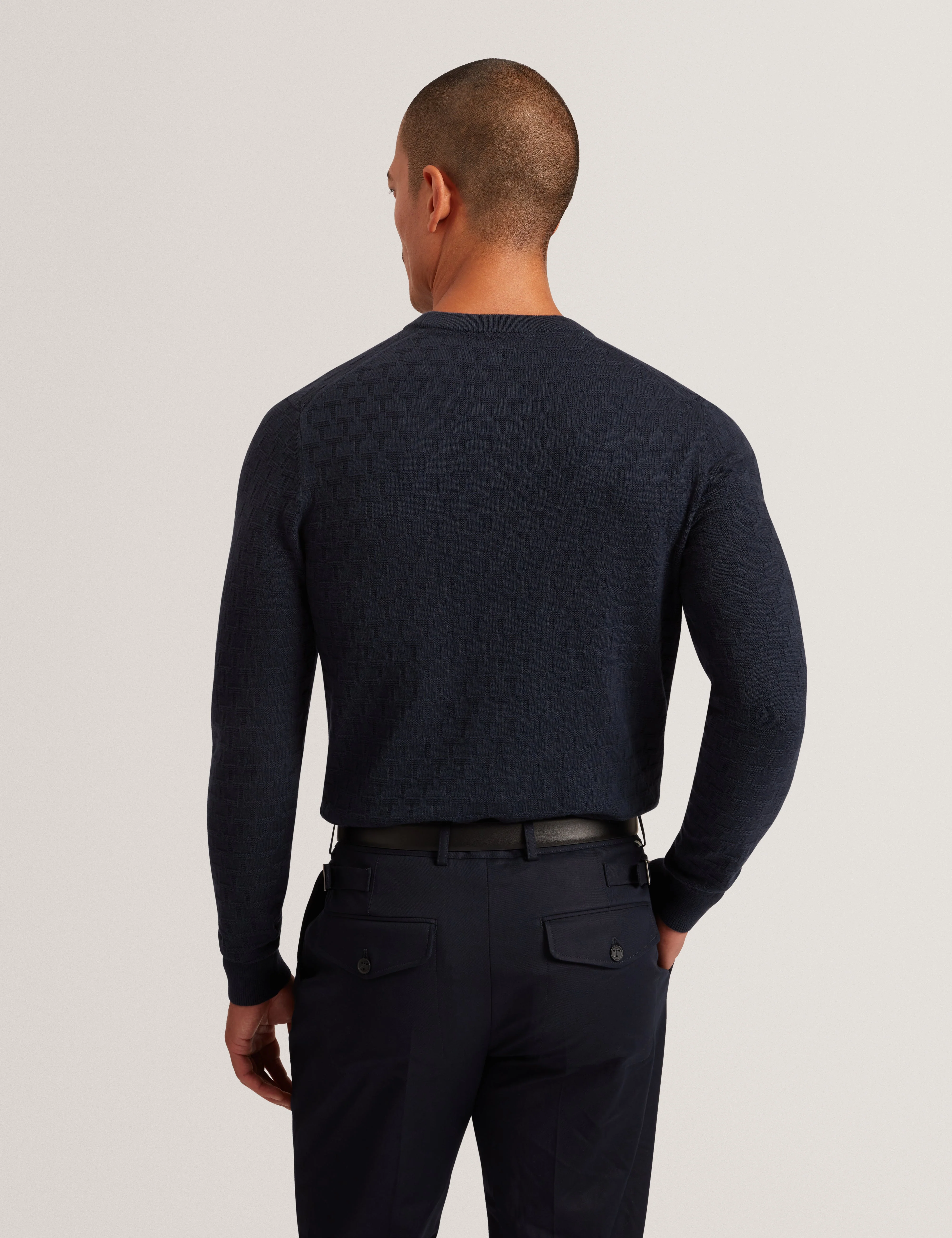 Sainsy T Stitch Crew Neck Navy - Image 5