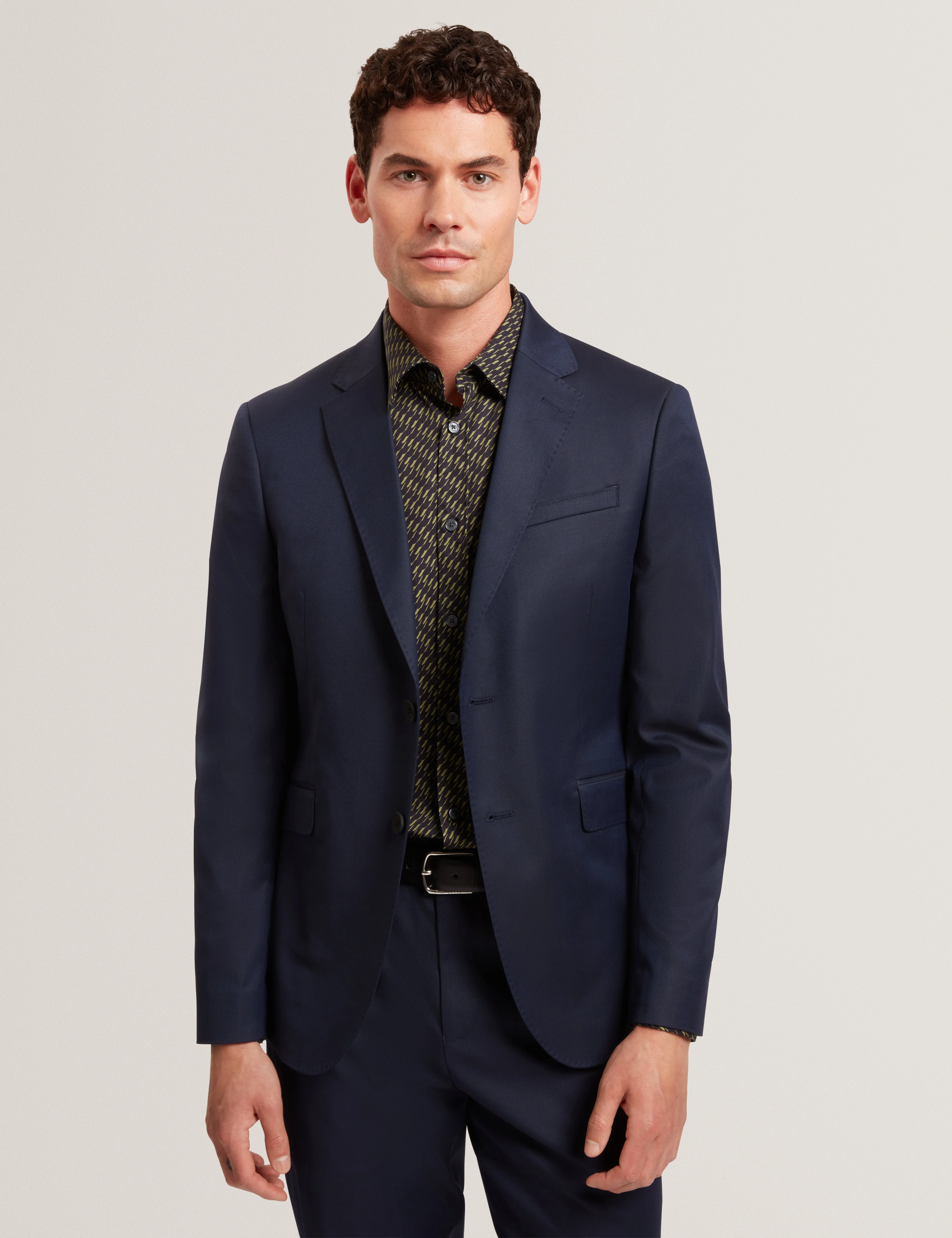 Saisonj Slim Fit Wool Blend Suit Blazer With Str Navy