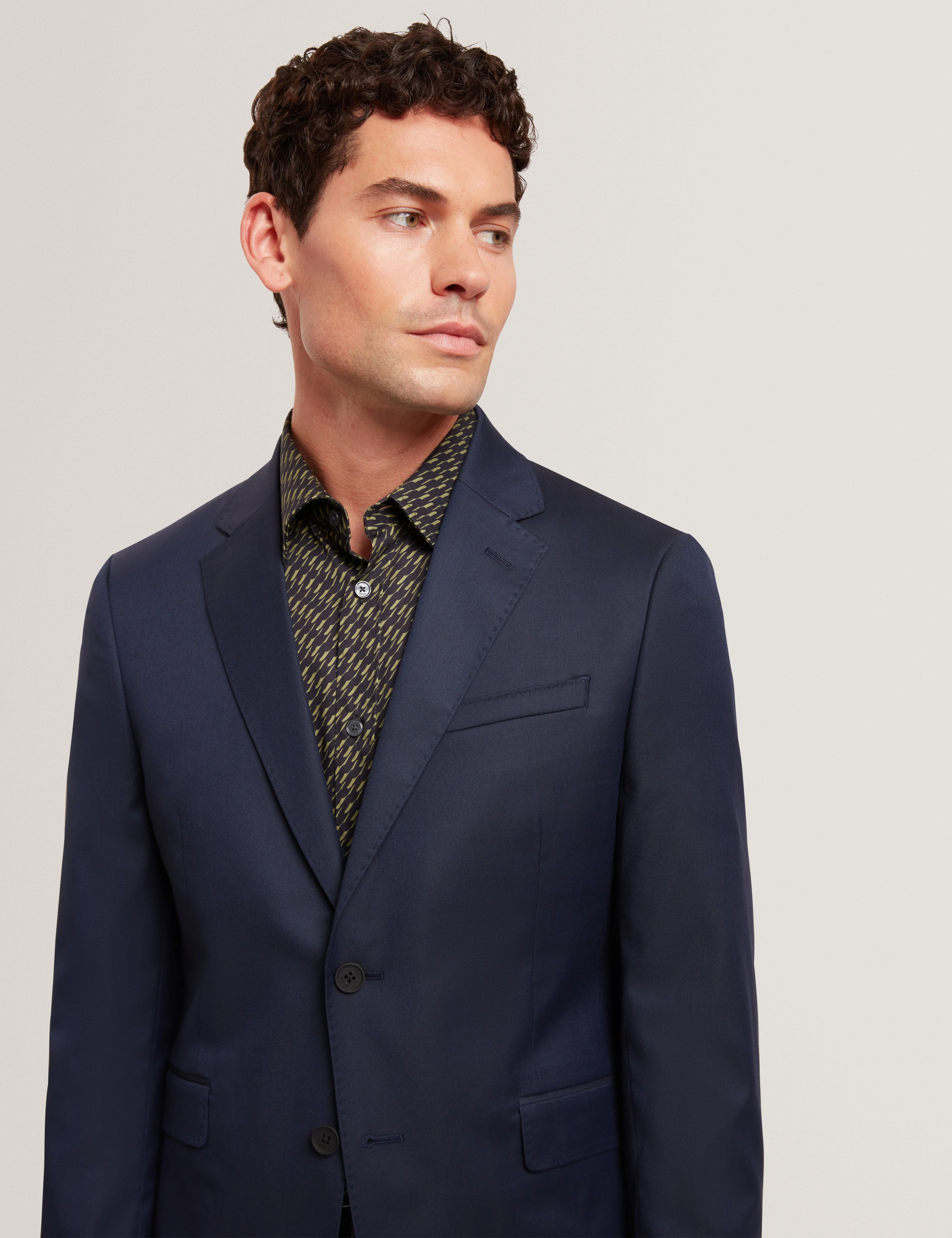 Saisonj Slim Fit Wool Blend Suit Blazer With Str Navy - Image 4