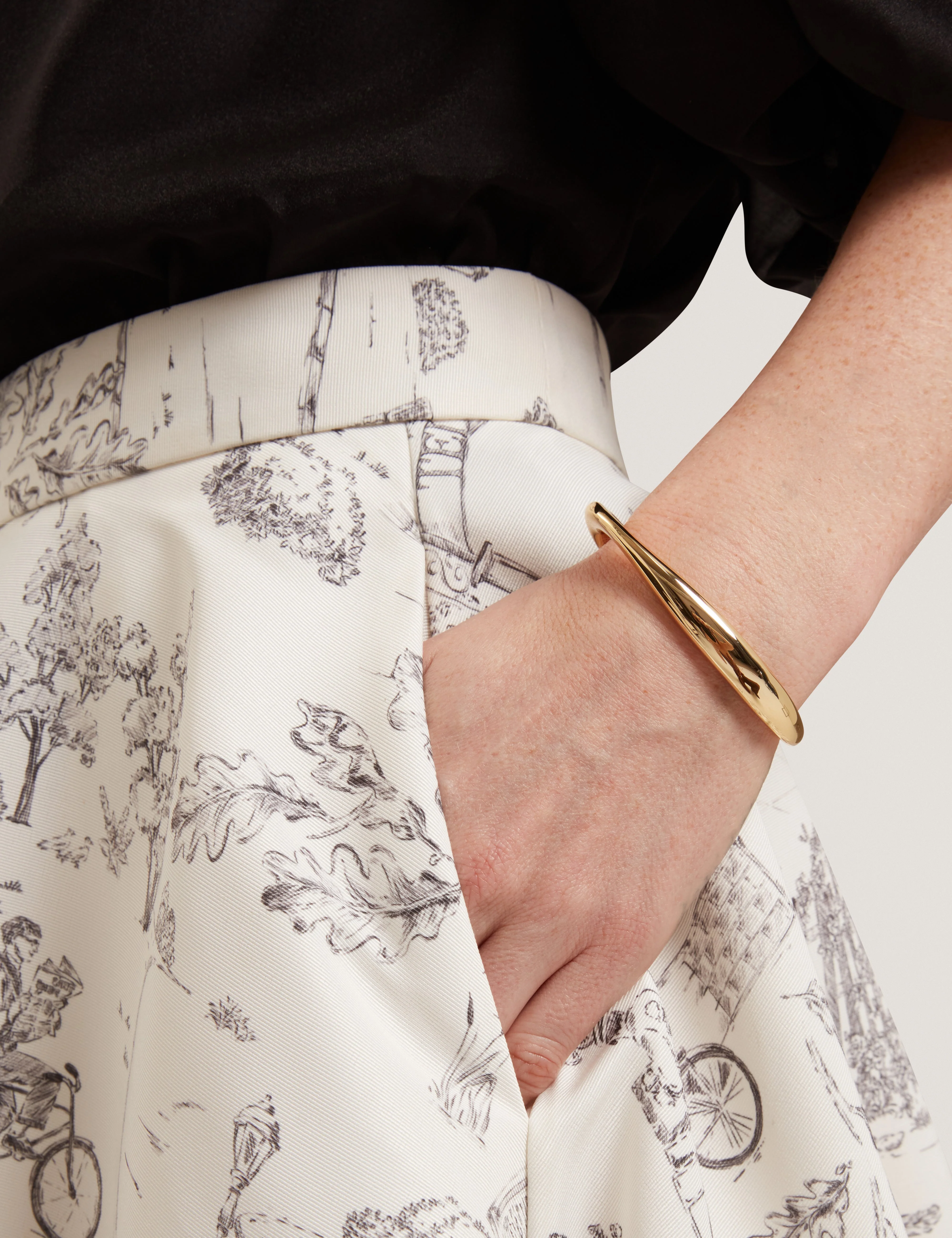 Skania Printed Ottoman Midi Skirt Ivory - Image 4