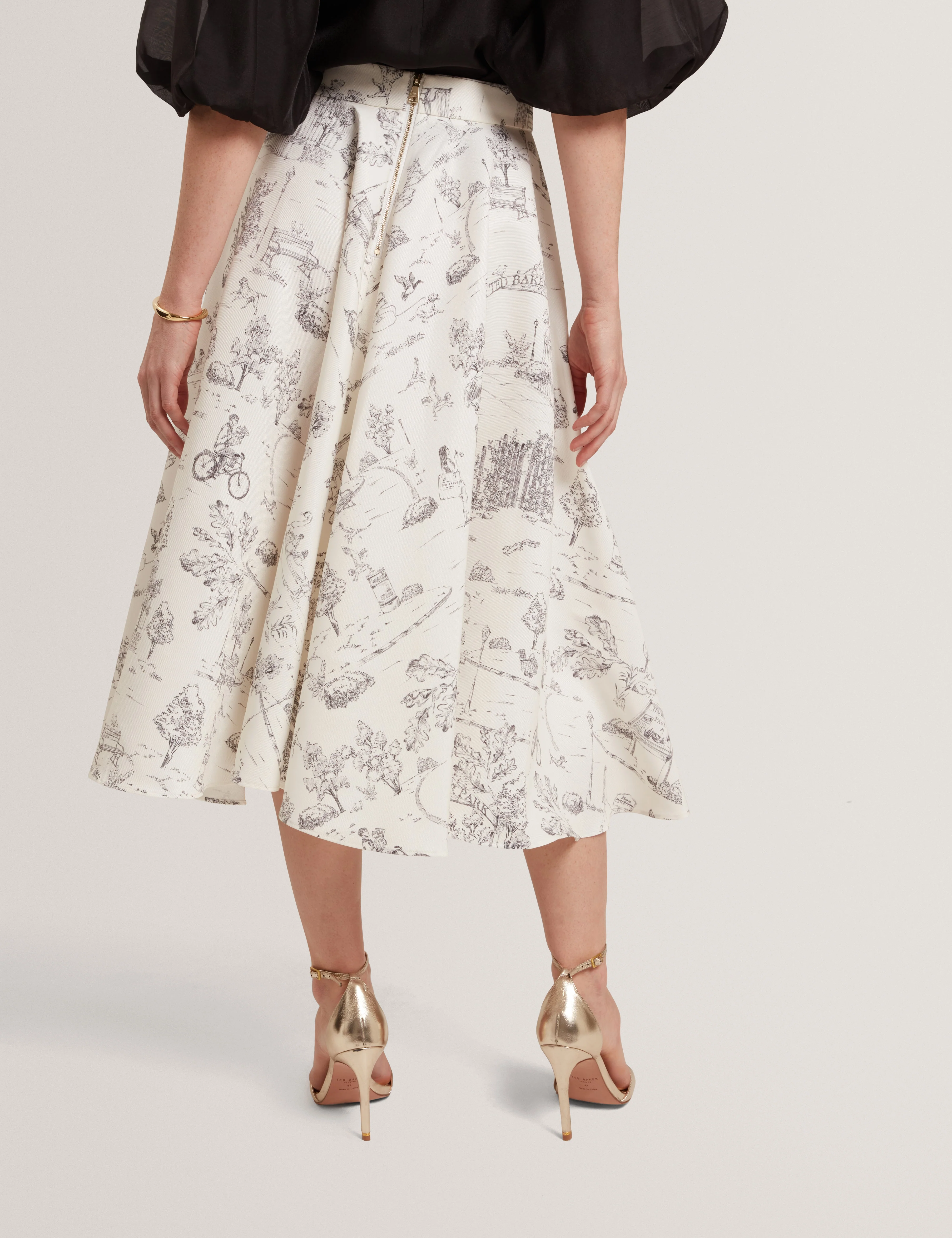 Skania Printed Ottoman Midi Skirt Ivory - Image 5
