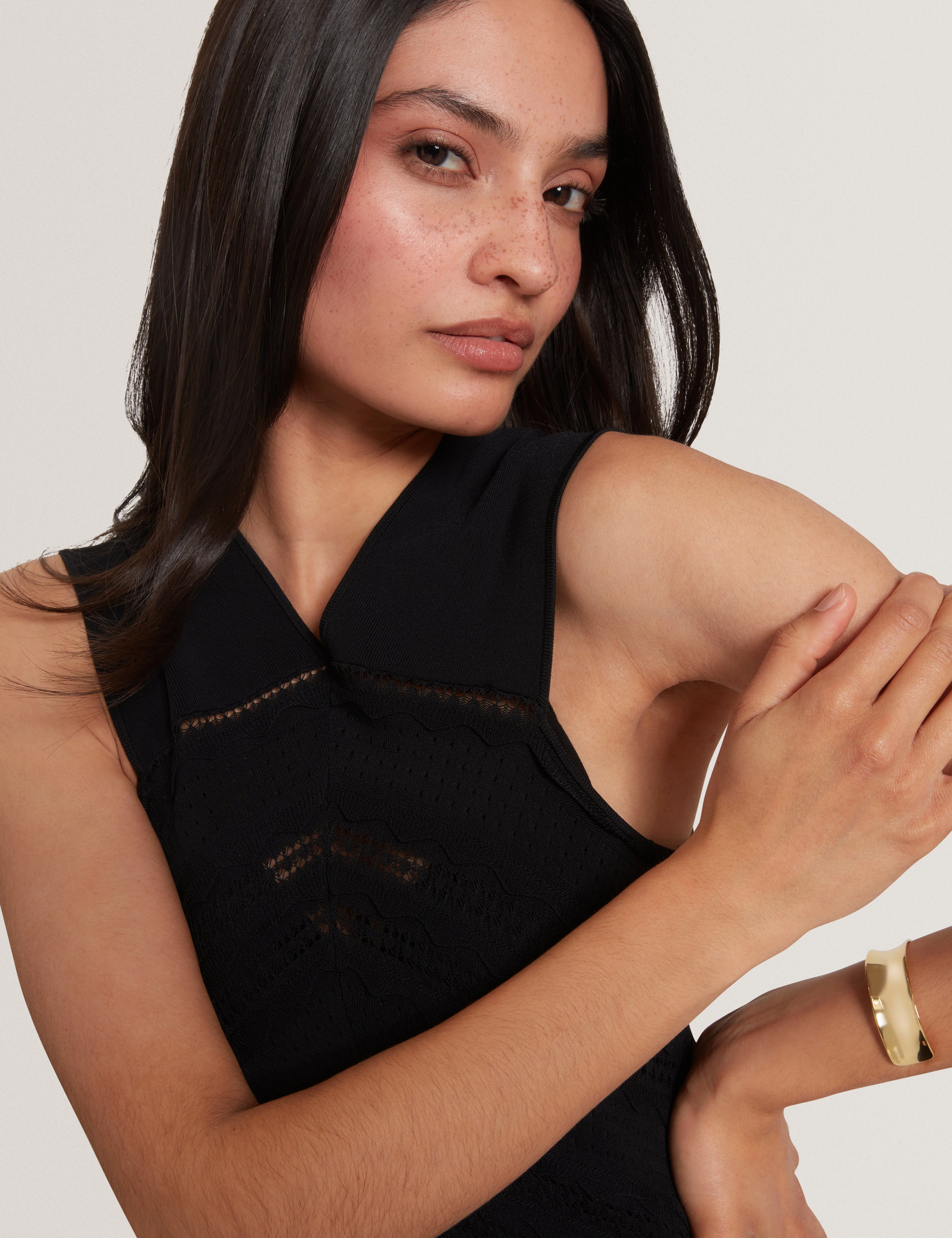Soleane Halter Neck Knitted Midi Dress Black - Image 4