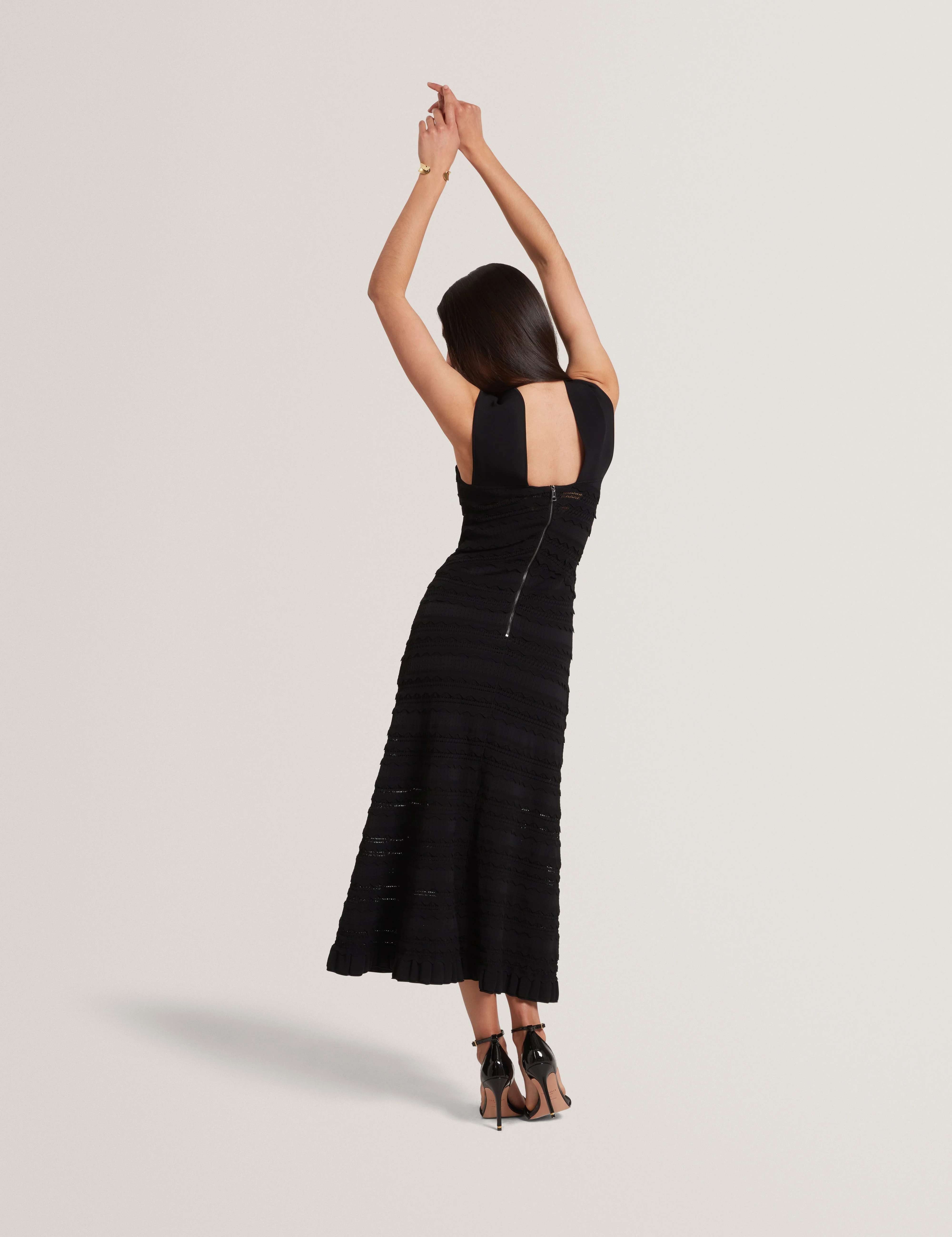 Soleane Halter Neck Knitted Midi Dress Black - Image 5