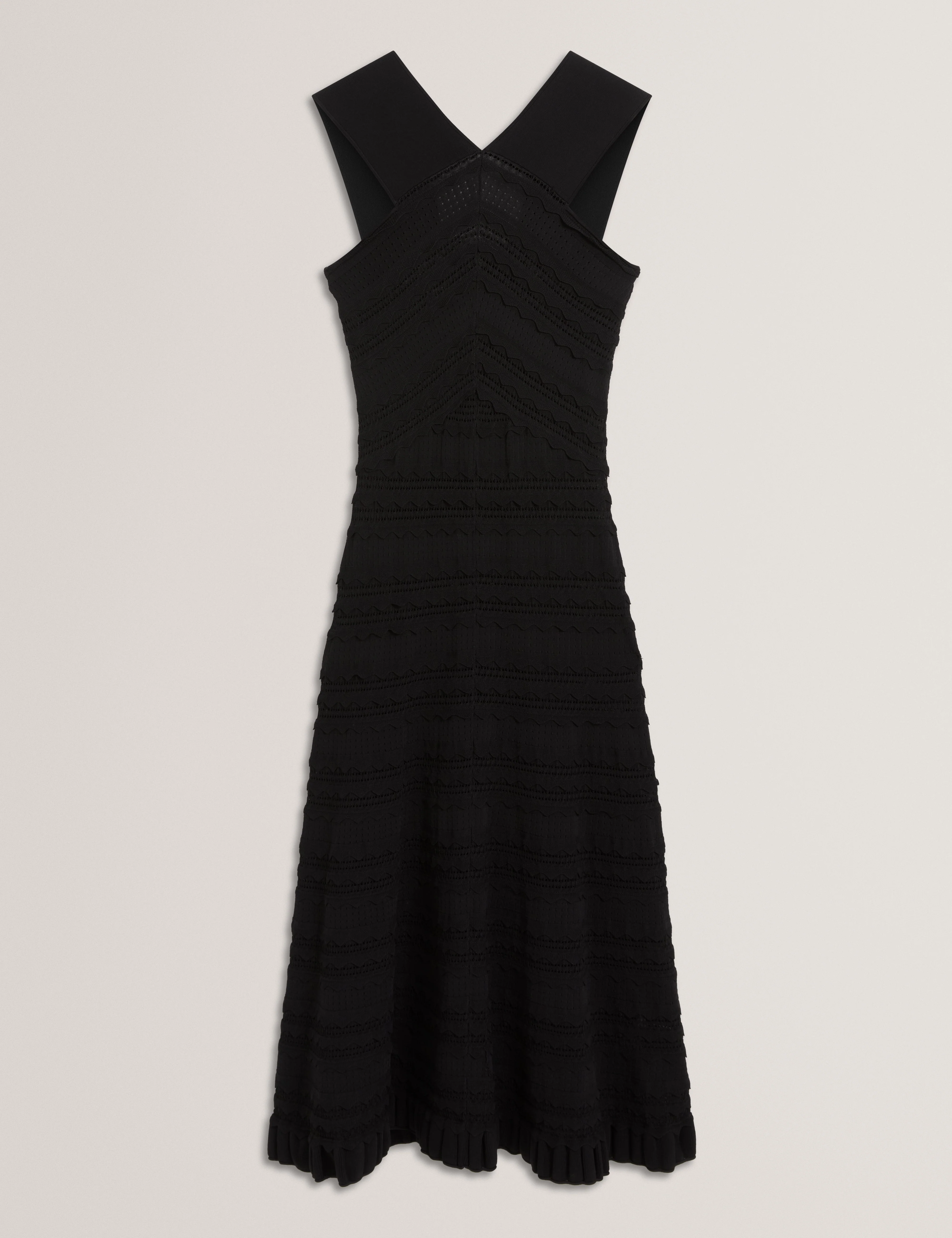 Soleane Halter Neck Knitted Midi Dress Black - Image 6