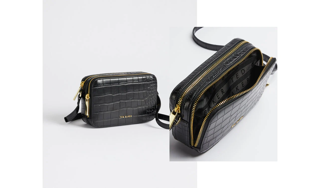 Stina Croc Effect Camera Bag Black - Image 4
