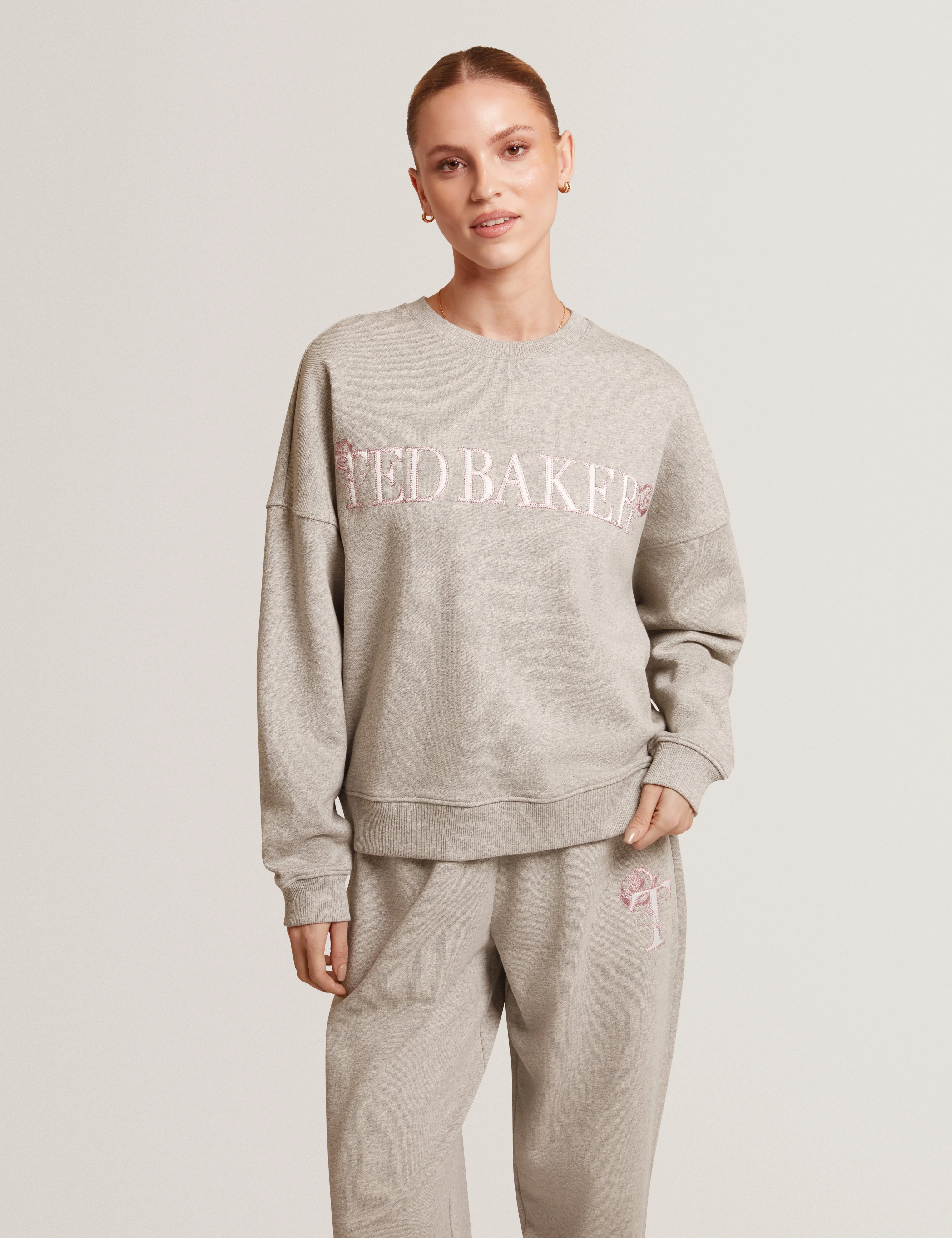 Tanlie Branded Embroidery Sweatshirt Grey