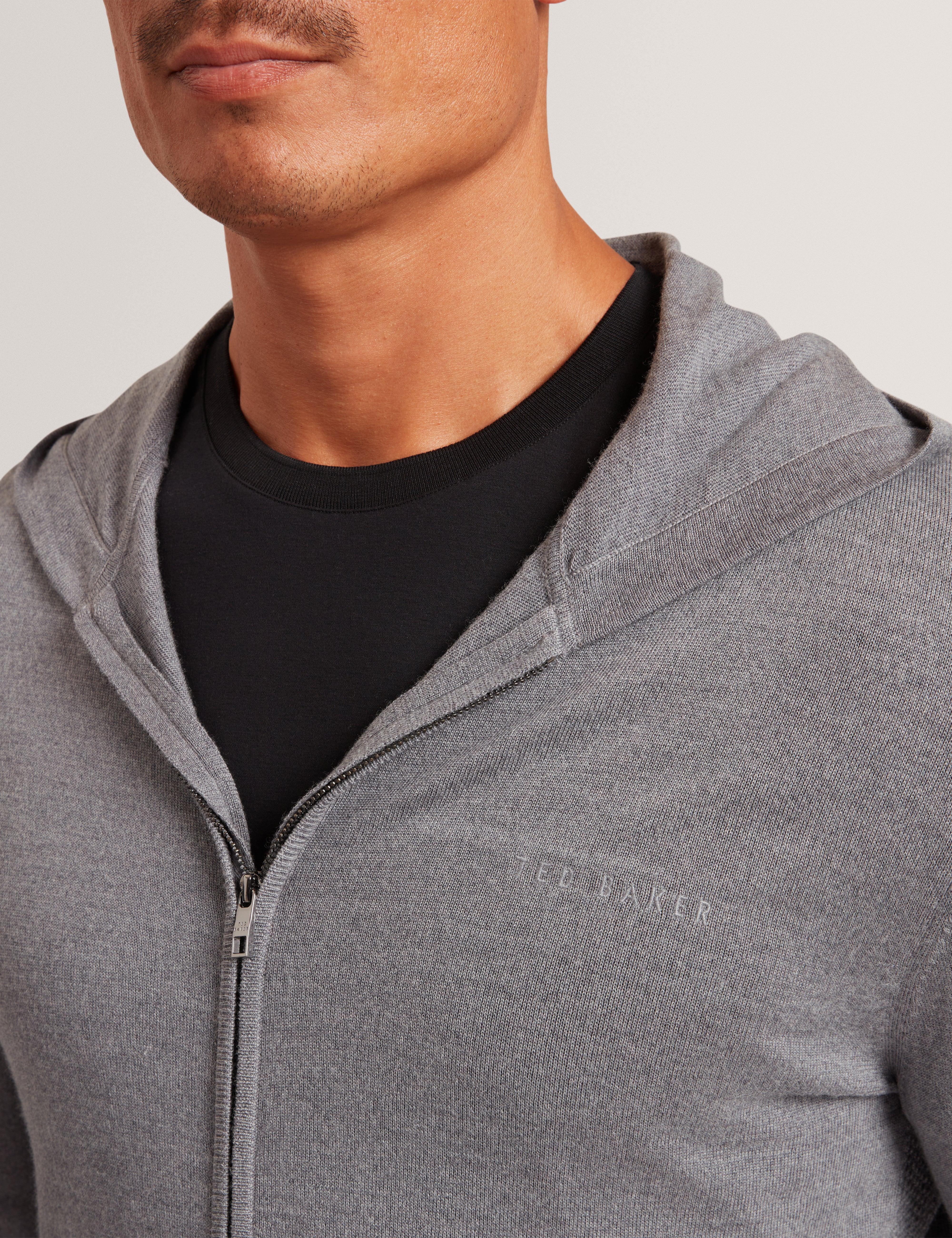 Tarence Branded Merino Knitted Hoodie Mid-Grey - Image 3