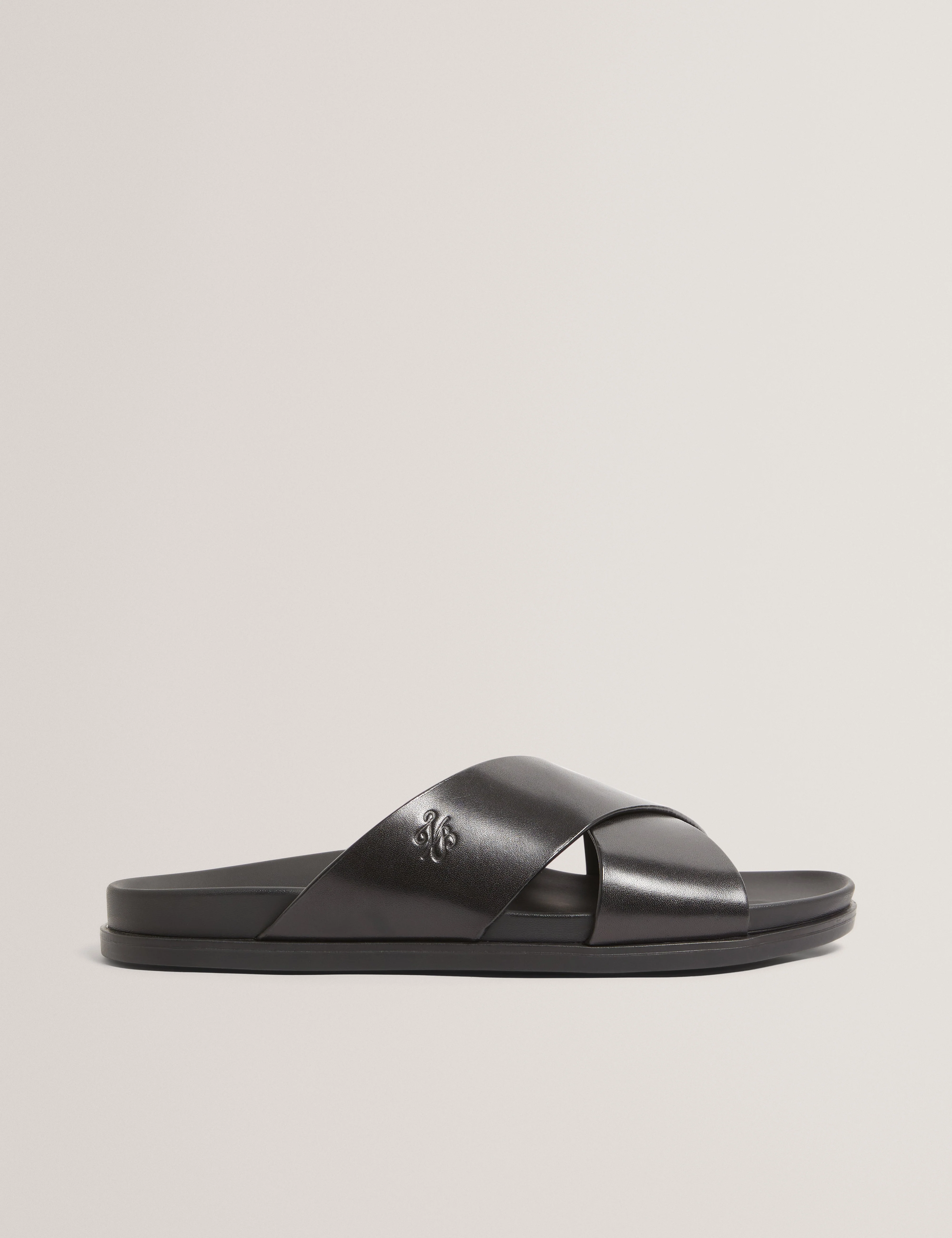 Terriy Tb Script Leather Sandals Black