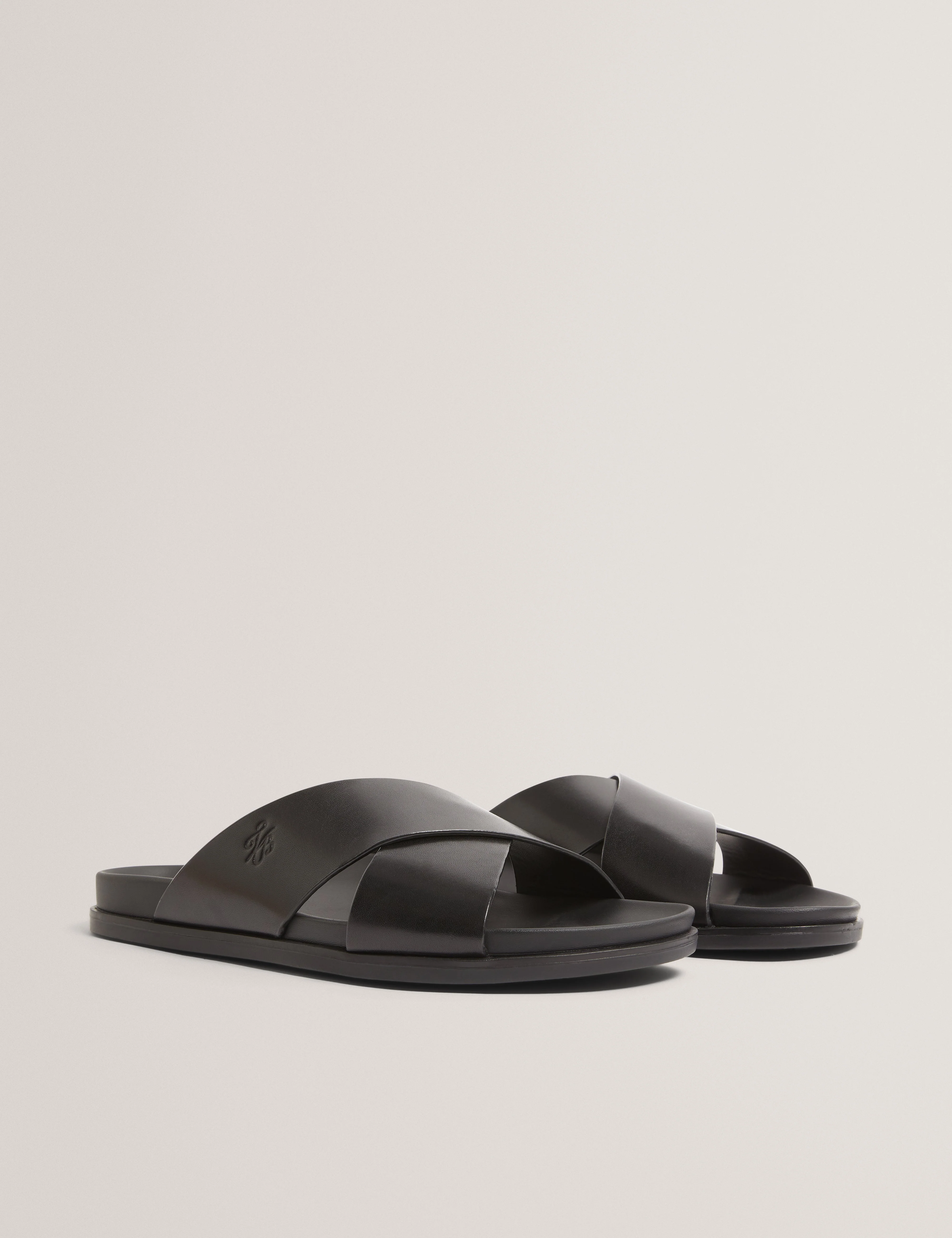 Terriy Tb Script Leather Sandals Black - Image 2