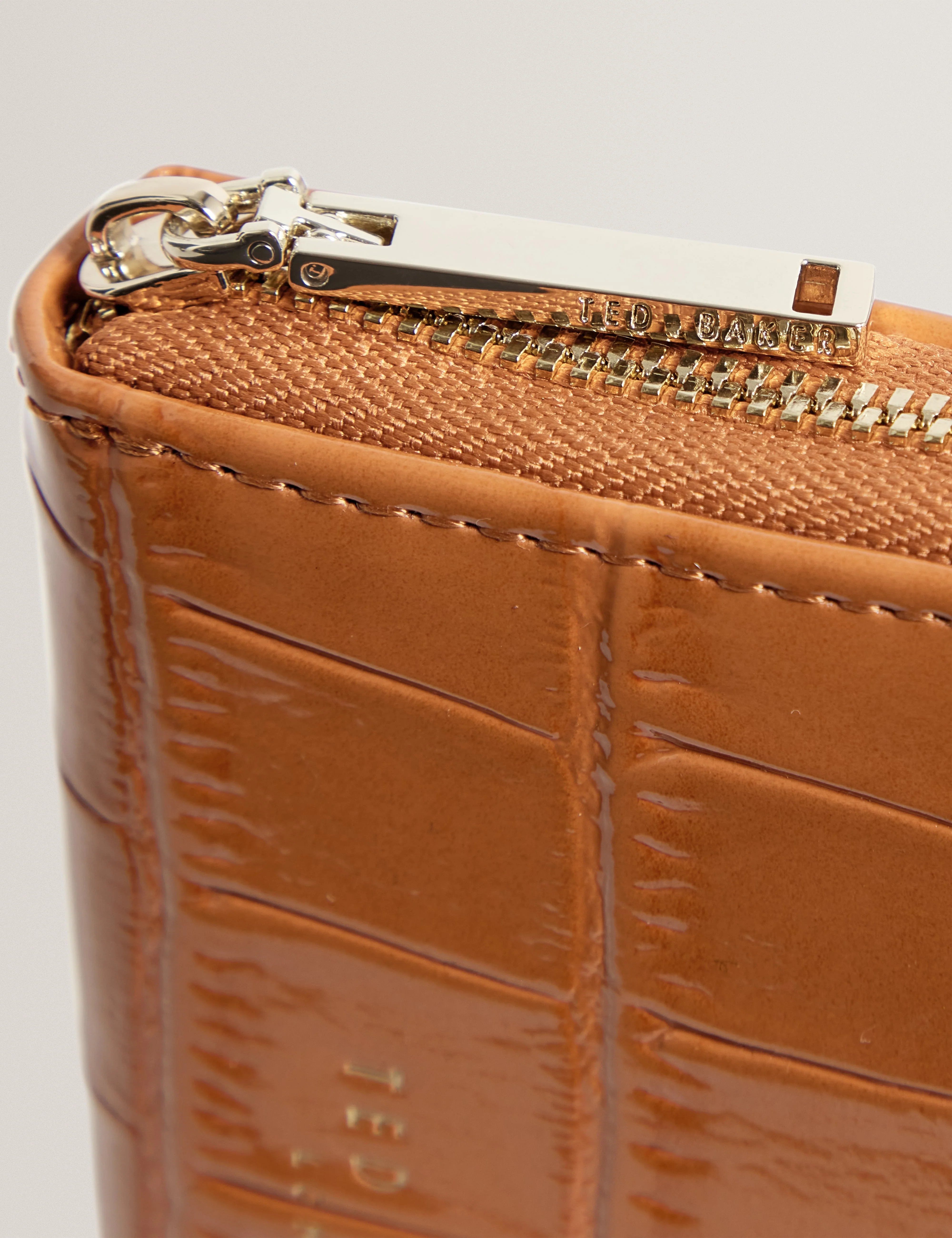 Varlee Croc Effect Small Zip Around Wallet Tan - Image 2