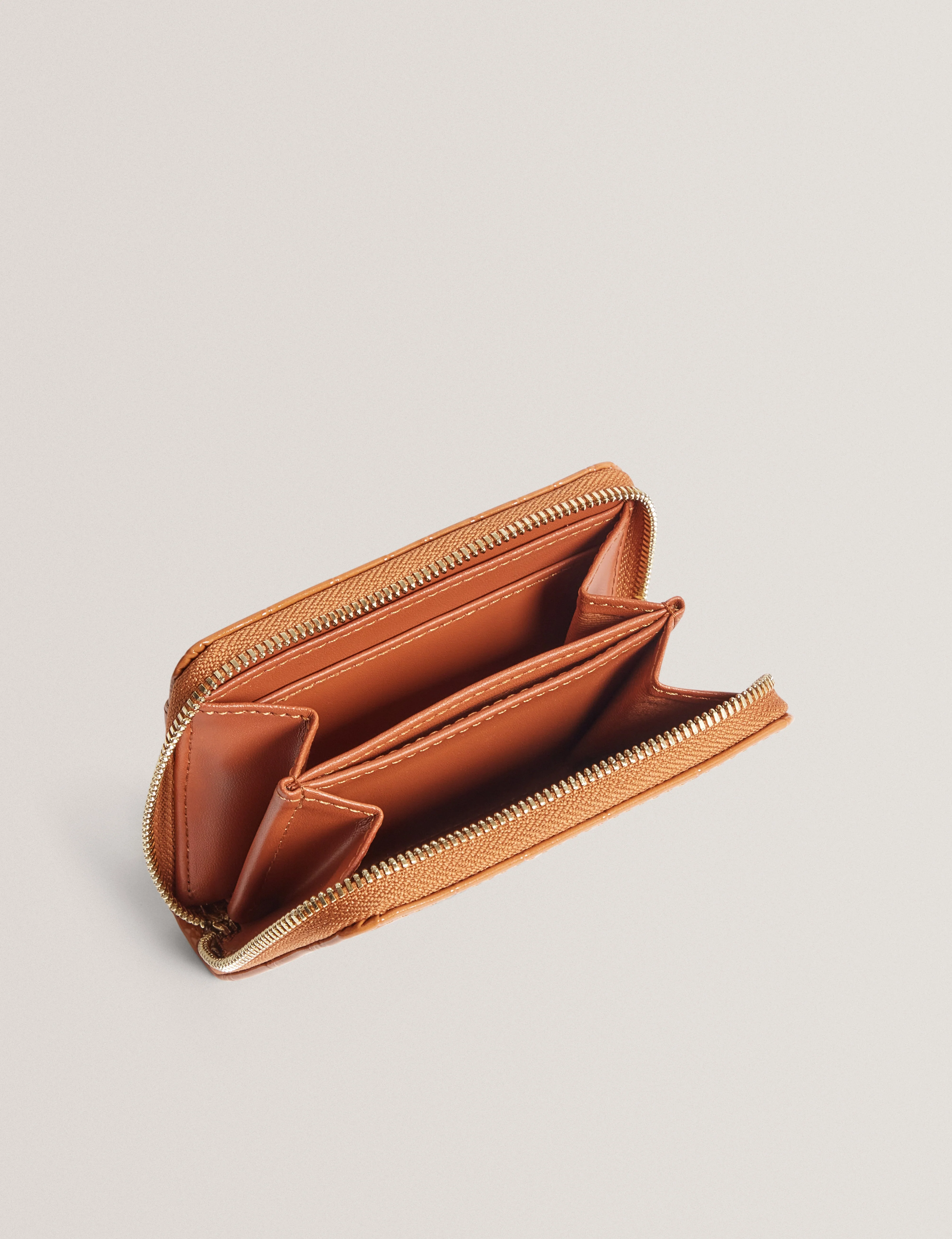 Varlee Croc Effect Small Zip Around Wallet Tan - Image 4