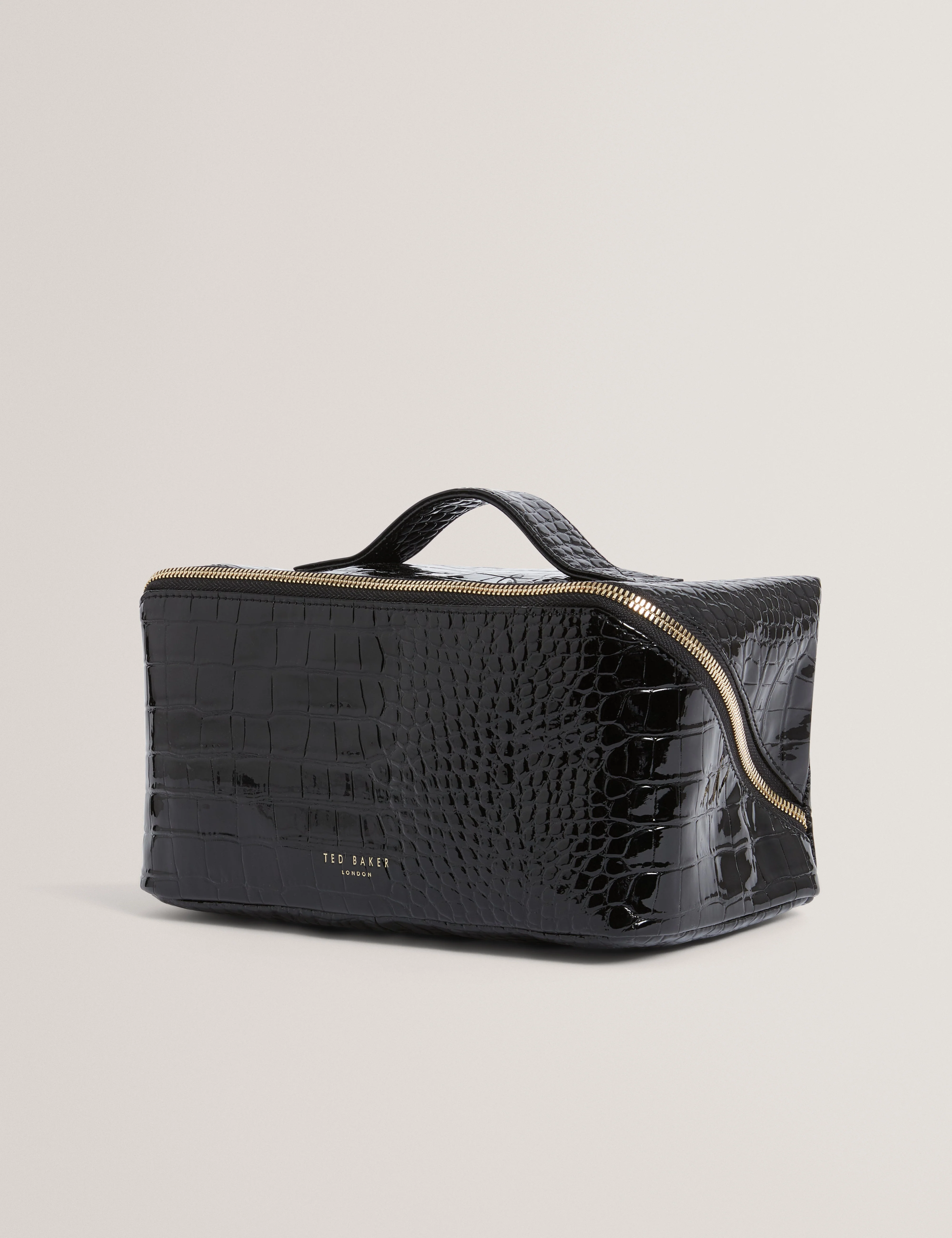 Vieda Croc Effect Small Makeup Bag Black - Image 2